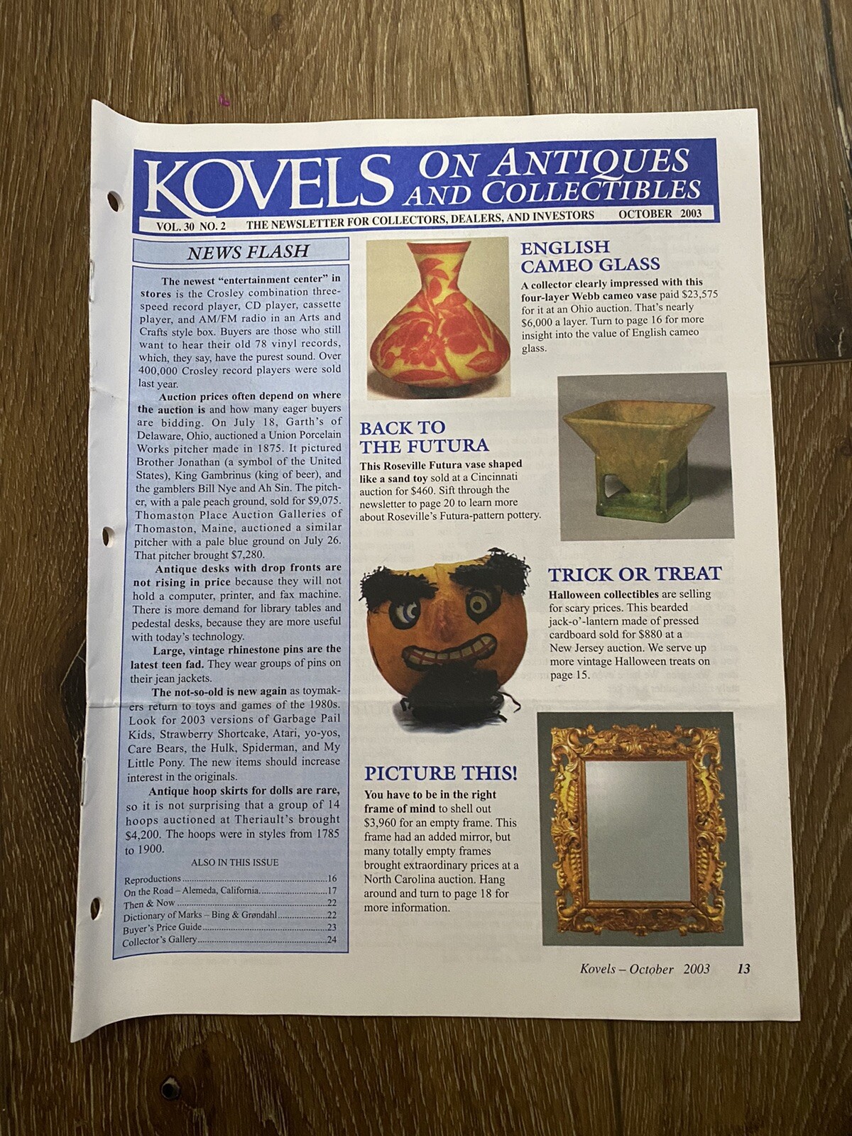 Vintage Kovels On Antiques Collectibles Newsletter October 2003 Vol. 30 No. 2