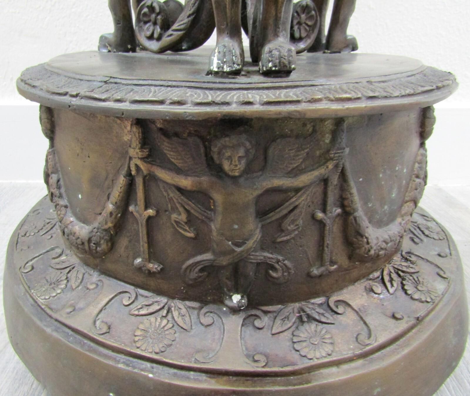 French Empire Style Bronze Jardiniere with Female Griffons and Cherubs 30″ Tall