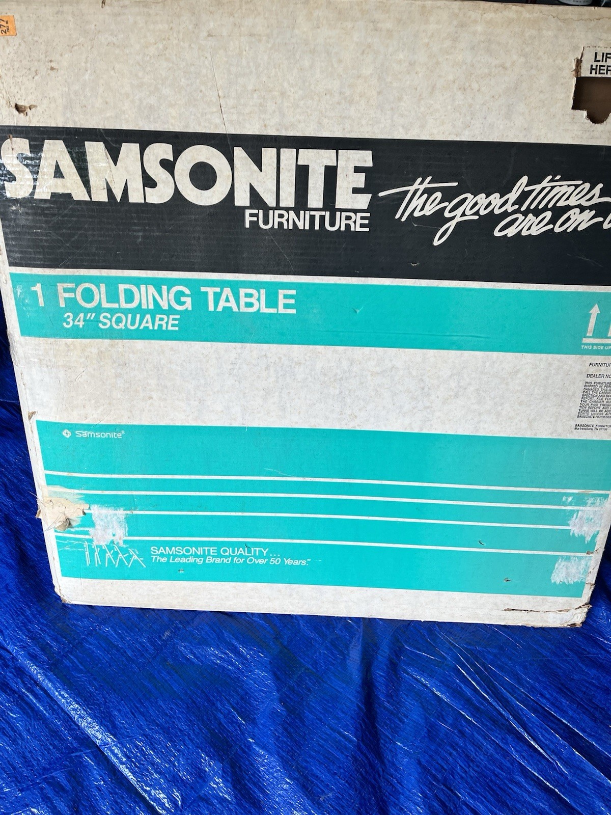 Samsonite Vinyl Top Folding Card Table – Wood Grain Vinyl Top Original Box 1992