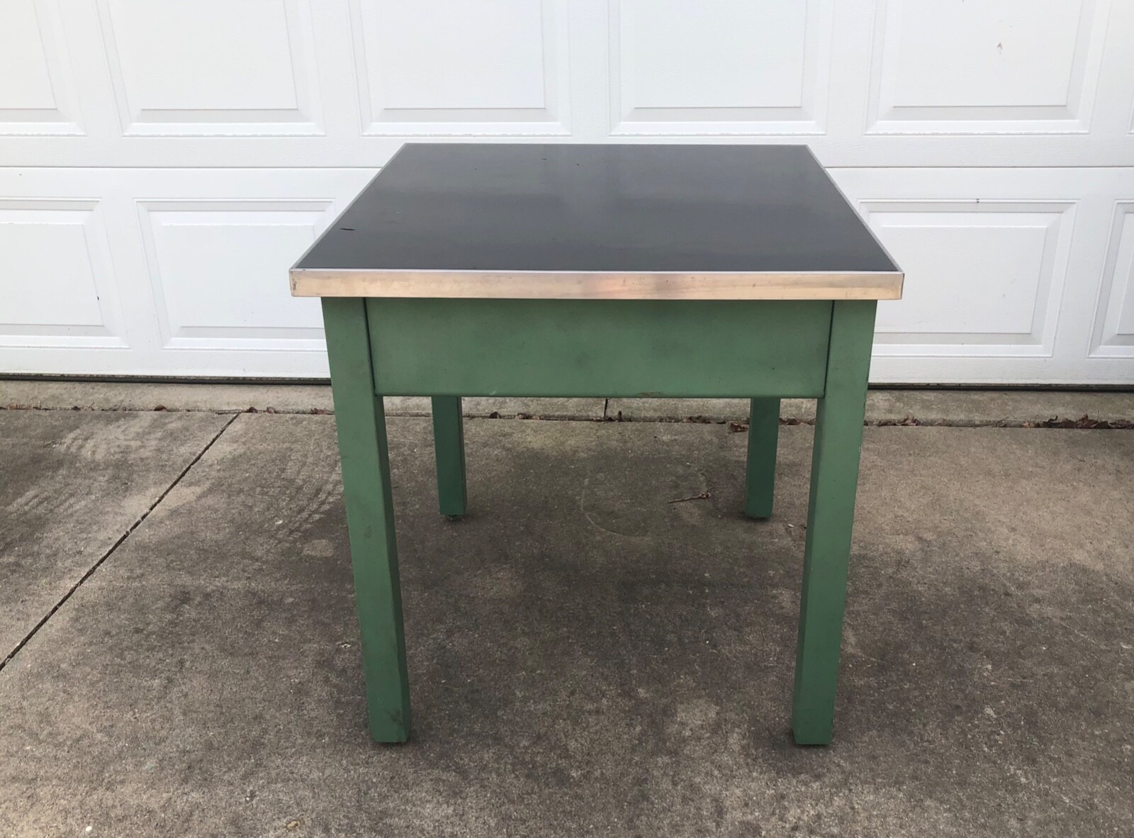 Vintage Industrial Lab Table Weldwood Epoxy Top Original Green Paint