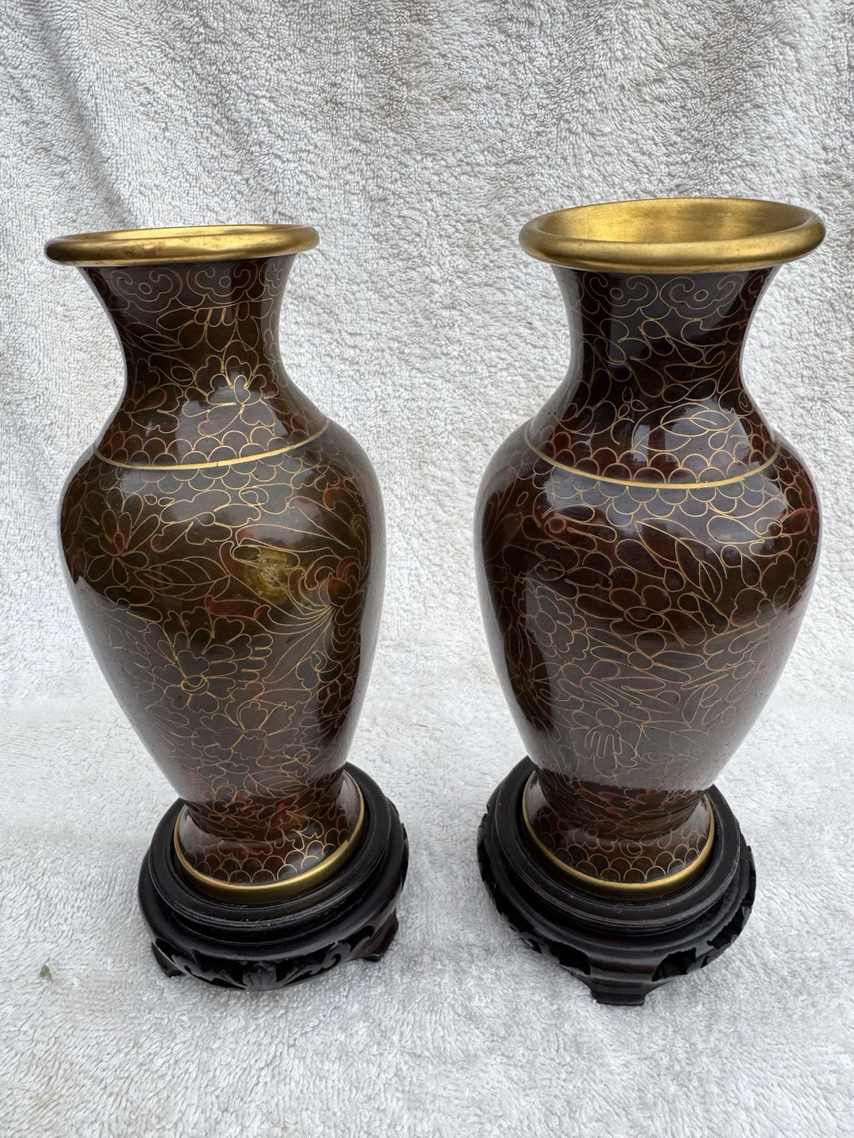 Cloisenne Vase And Stands 2 vases (pair)