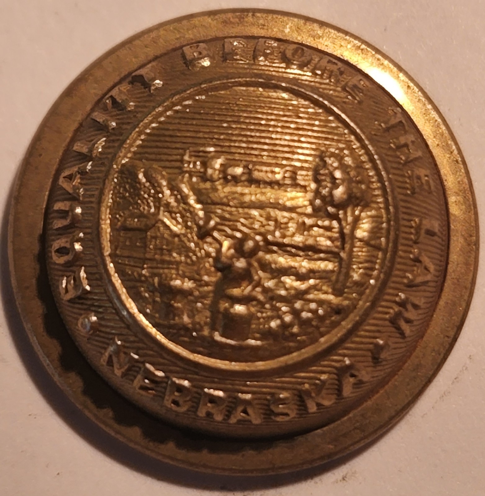 NEBRASKA Coat Button WATERBURY 22 .5mm – Post CIVIL WAR – Reconstruction Era