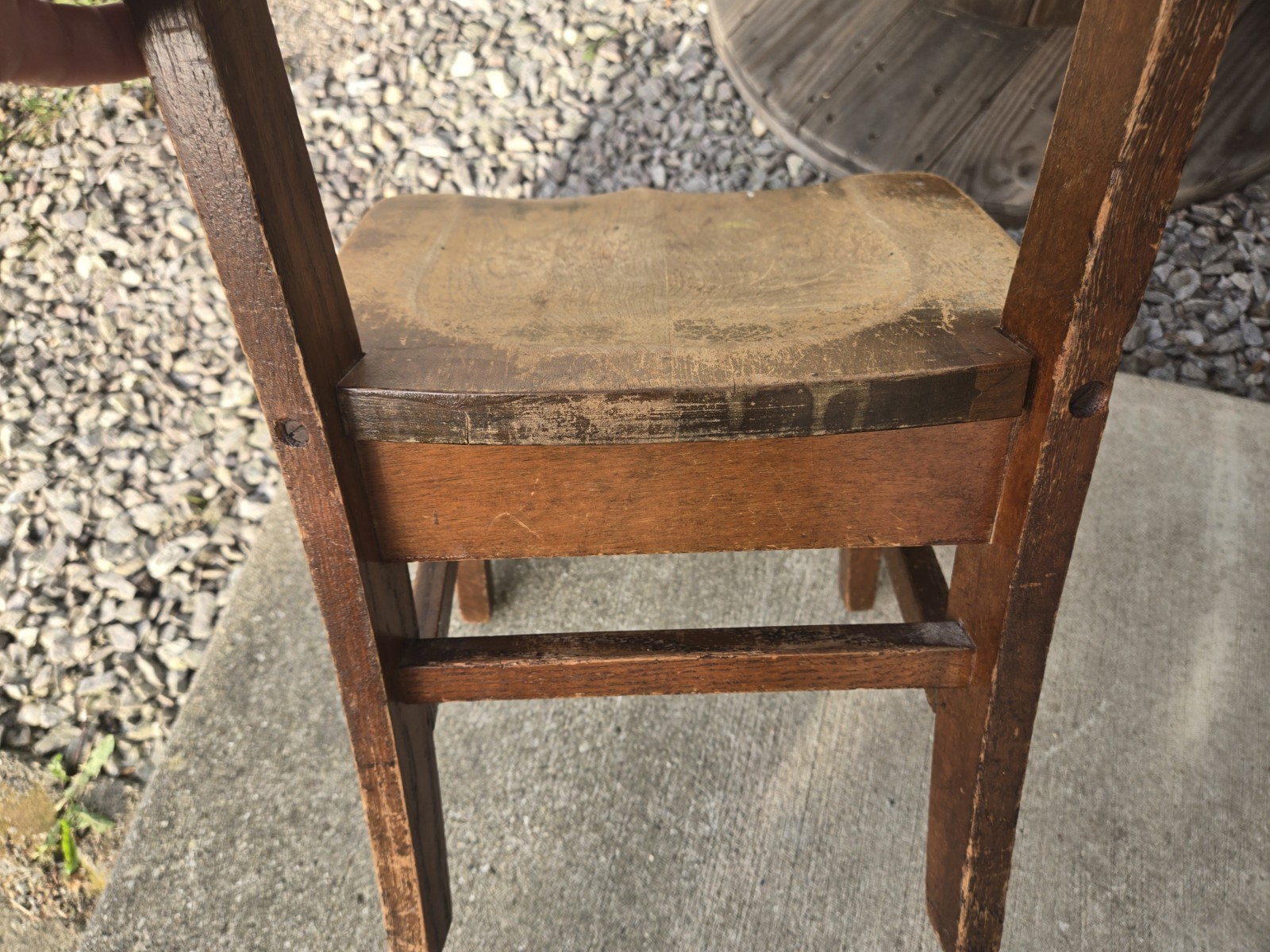 Vintage Solid Oak Wood Child’s Elementary School Chair Rustic Sturdy 22″ Tall