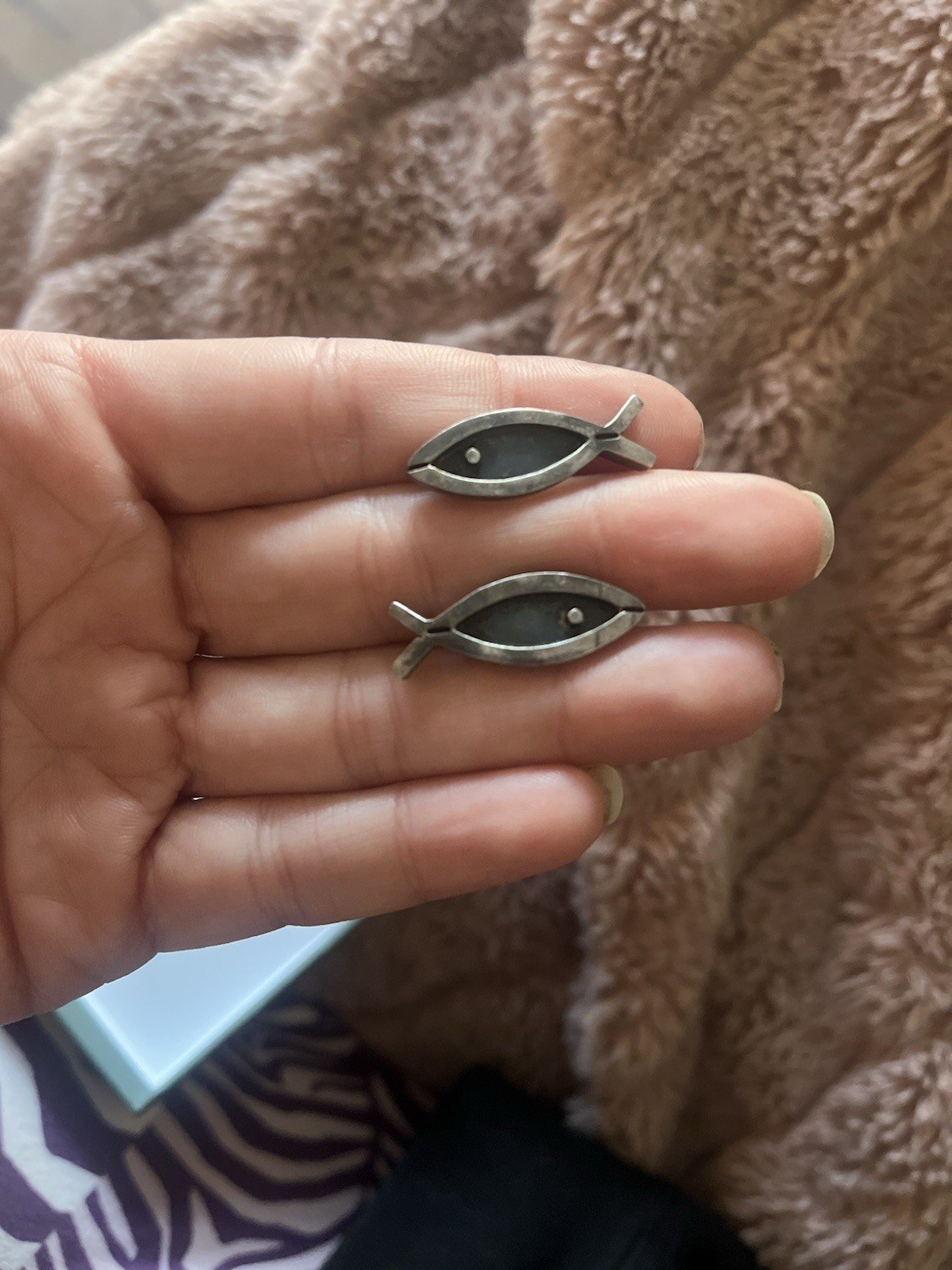 Stamped Retired Silver Christian Fish Earinggs 925 Sterling Silver Vintage