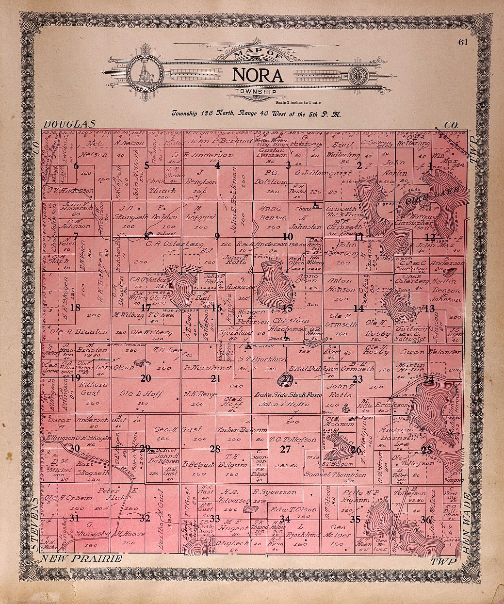 1910 Plat Map ~ NORA Twp., POPE Co, MINNESOTA (15×17)-#10