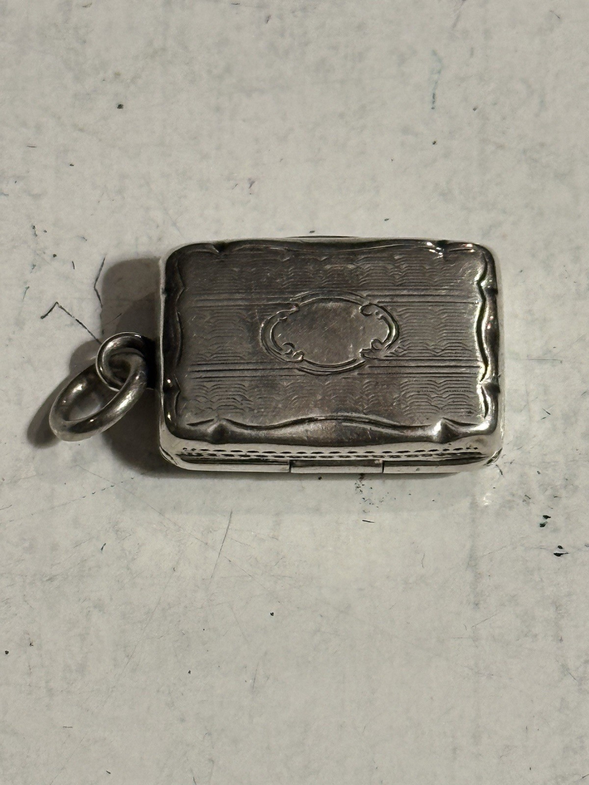 VICTORIAN SILVER VINAIGRETTE FREDERICK MARSON BIRMINGHAM 1862 PENDANT ENGRAVED