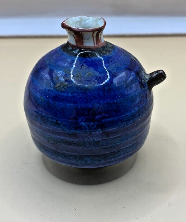 Antique CHINESE Blue Porcelain SCHOLARS WATER DROPPER Calligraphy Vtg Signed
