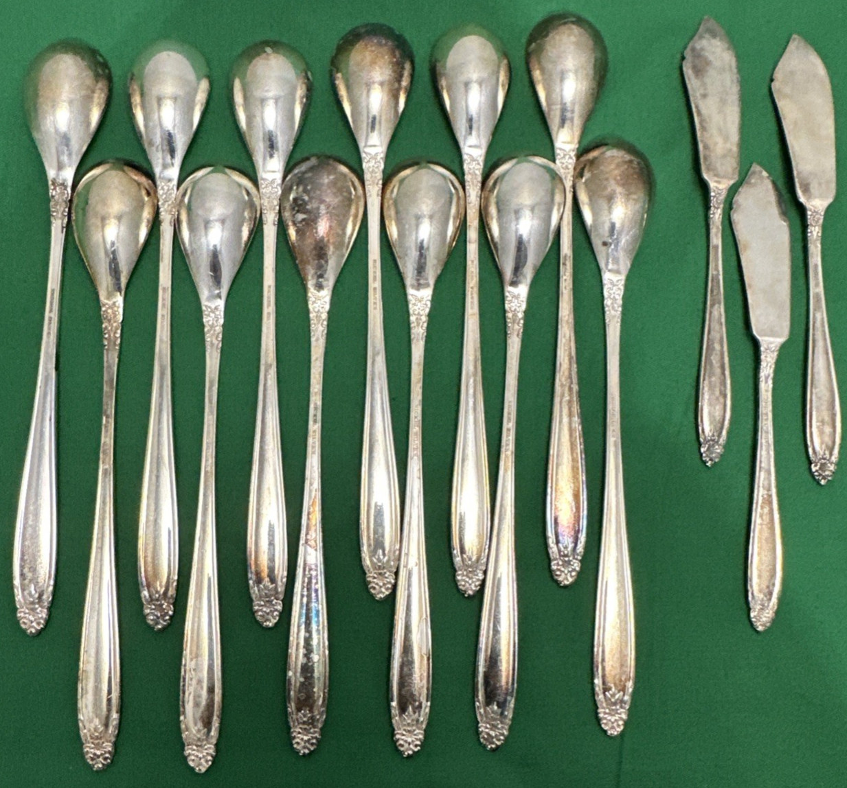27 Pc ELDAN Japan ELD15 Silverplated ICED TEA SPOONS & FLAT SPREADERS + Prelude