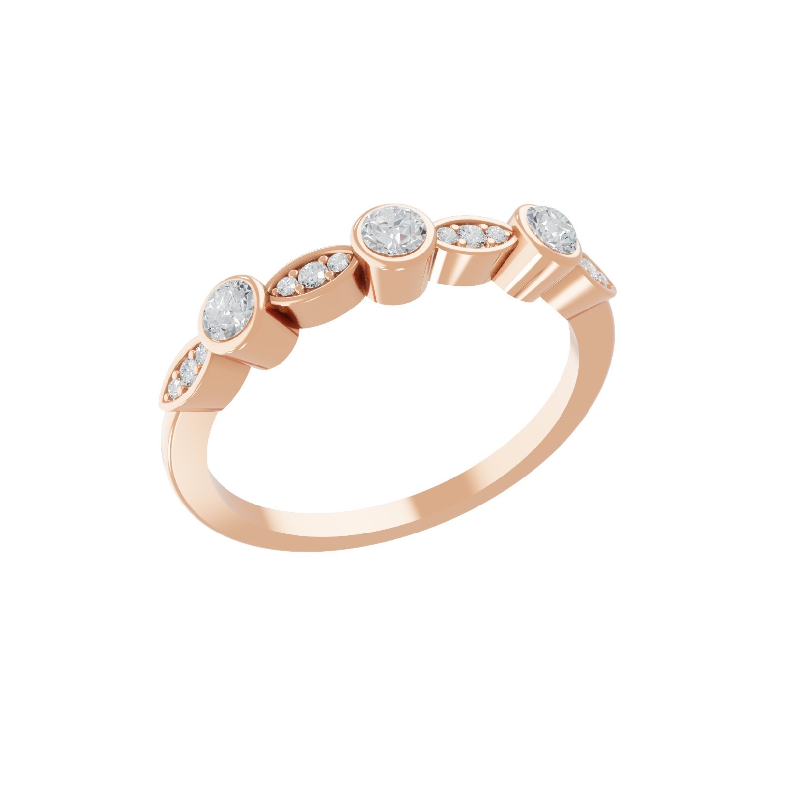 0.28 Ct Lab Grown Round Diamond Band Ring 14K Rose Solid Gold Anniversary Gift
