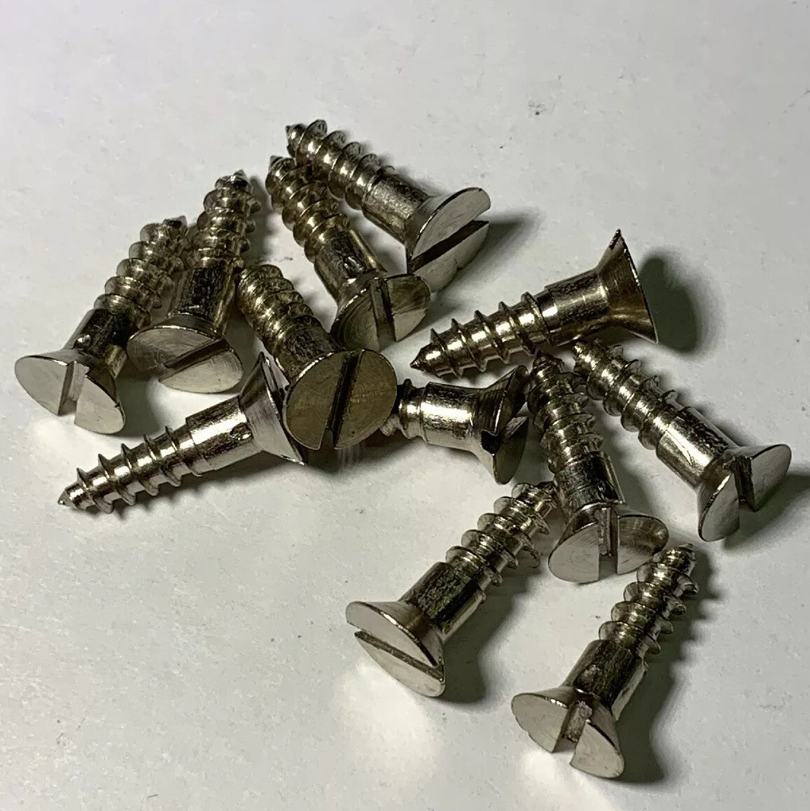 10 X 3/4 Wood Screws Slotted Flat Head Steel Nickel Plated