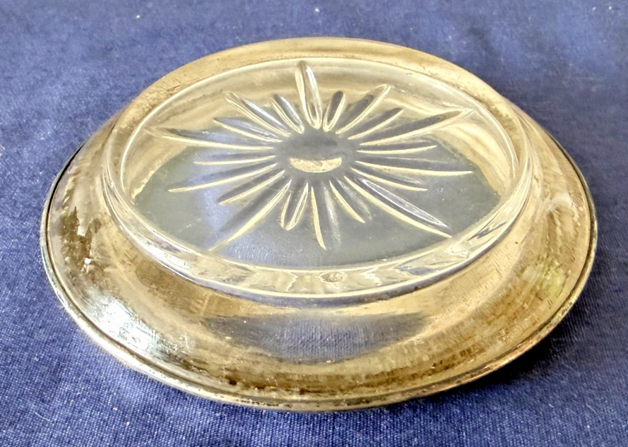 Vintage Frank M Whiting & Co Sterling Silver & Crystal Ashtray Coaster art deco