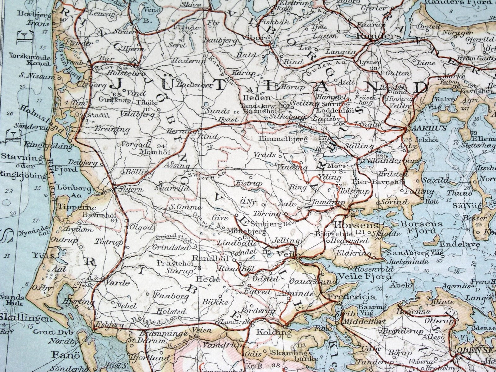 1899 ANTIQUE MAP OF DENMARK / SCHLESWIG HOLSTEIN GERMANY / FAROE ICELAND