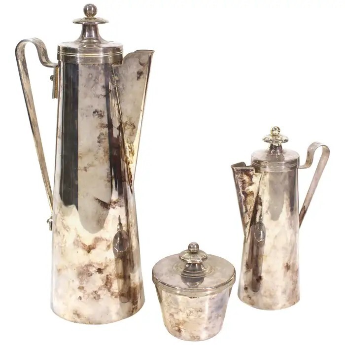 Tommy Parzinger for Dorlyn, Modernist Silver Plated Coffee Set, ca. 1940s