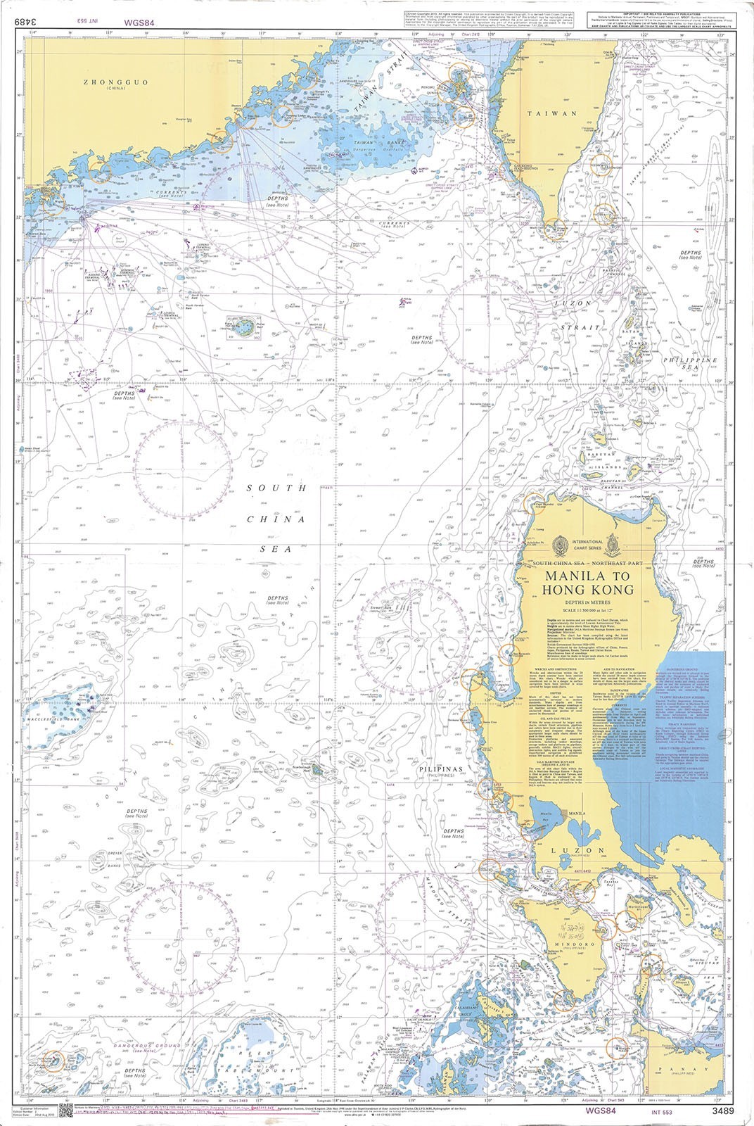 3489 Manila Hong Kong South China Sea Northeast Part Chart Map Marine Admiralty