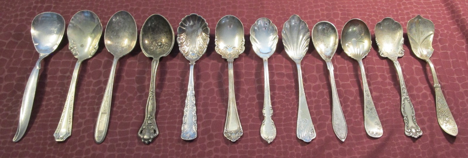Lot 5B Antique Silverplate 12 Sugar Shells for Crafts or Resale 1 Monograms