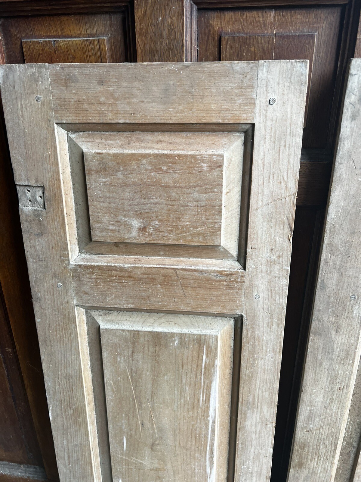 3 INTERIOR shutters raised panel – c1750 home CT River valley 36.5” x 13” w