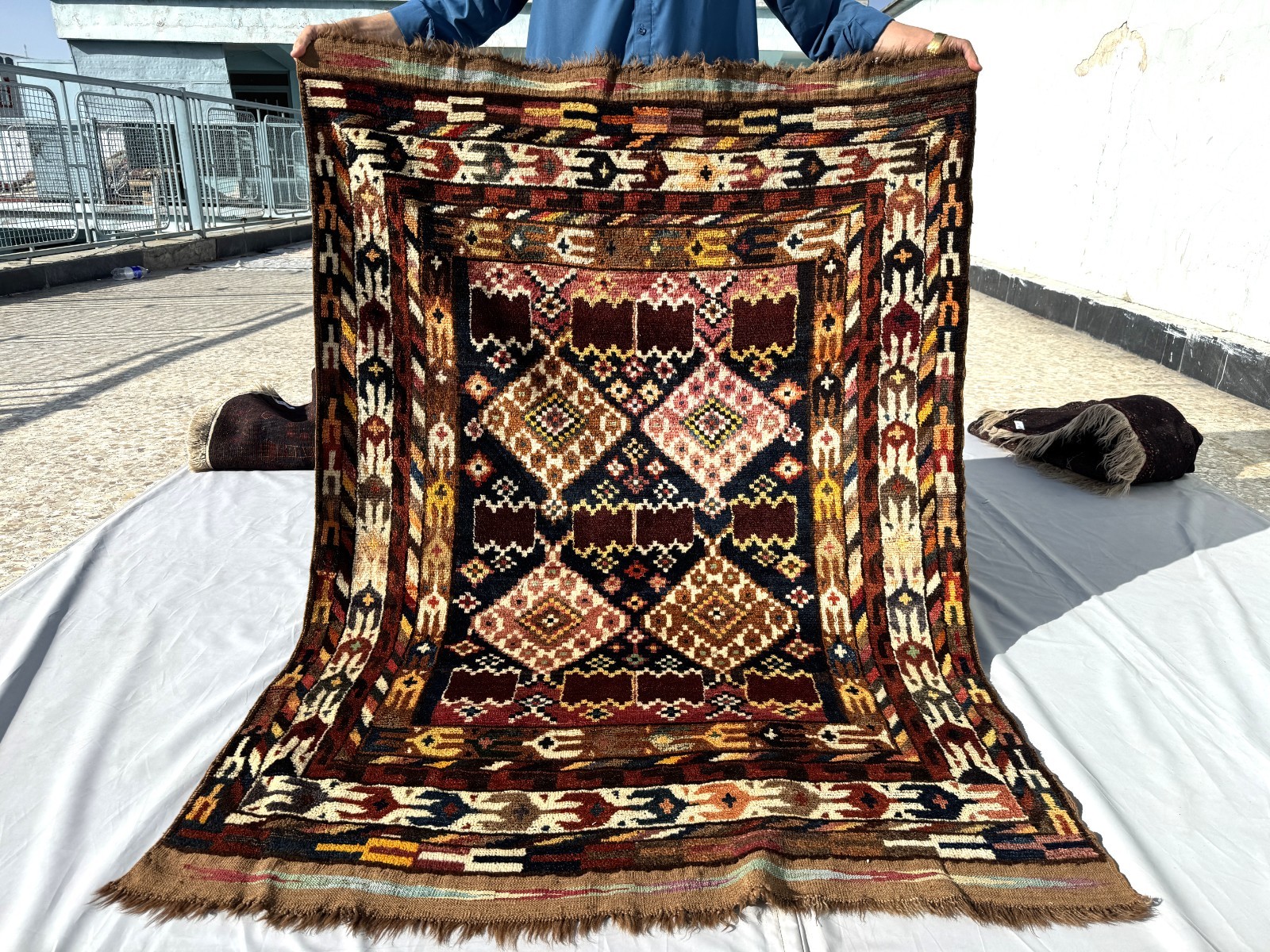 4×6 Rare Kyrgyz Hand Knotted 1920s Area Rug Traditional Double Sided Pile Carpet