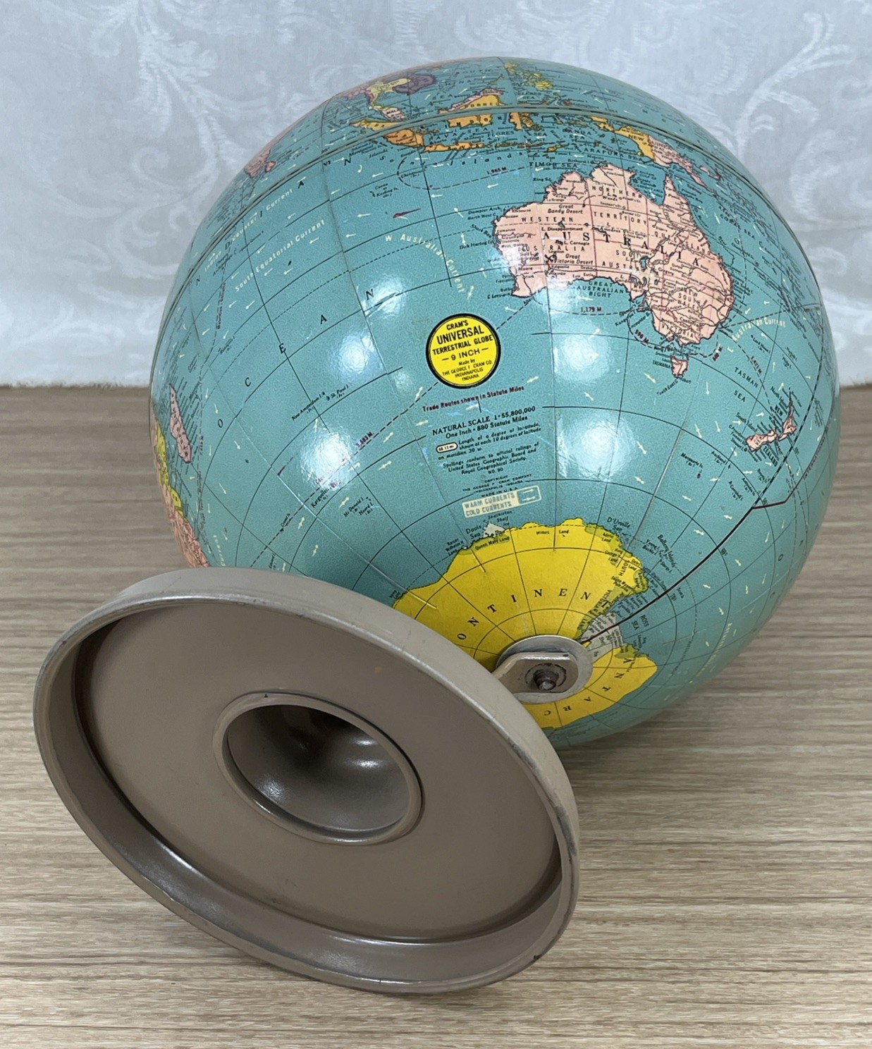 Vintage Crams Universal Terrestrial No 90 9” Globe Post WWII 1950’s