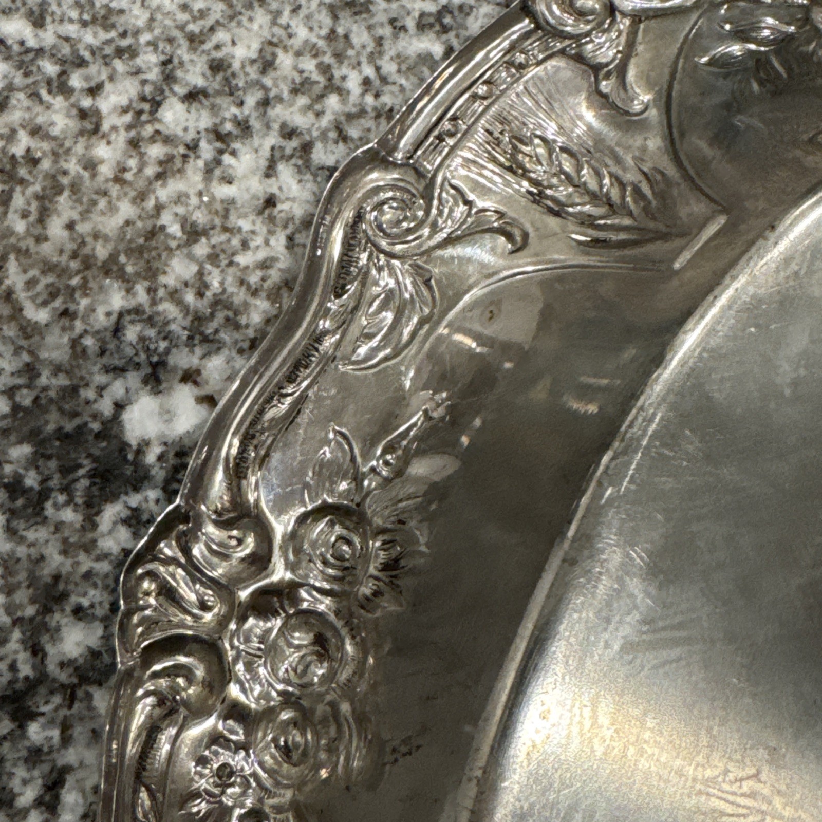 Frank M. Whiting Sterling Silver Floral Oval Dish Tray #1212 Repoussé 294 Grams