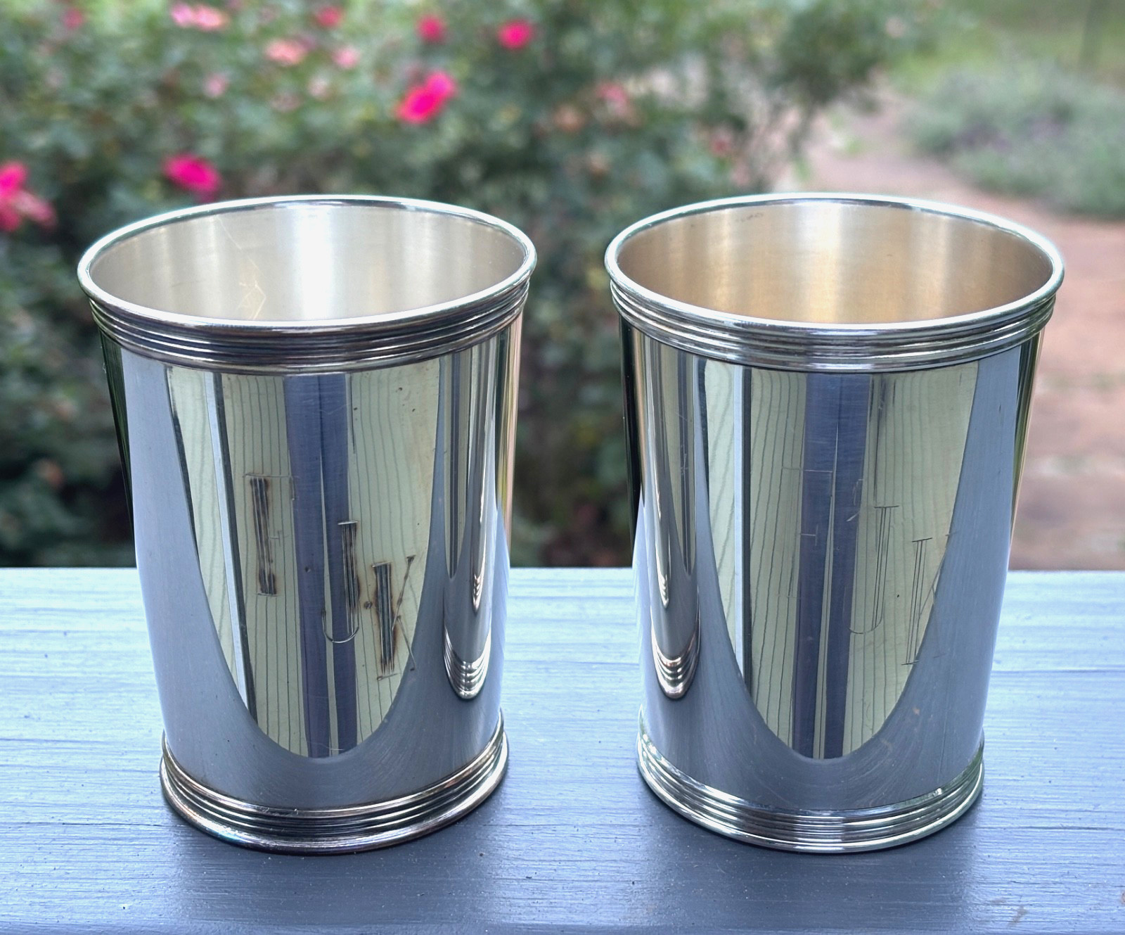 2 – Mint Julep Cups Sterling Silver 3.75″ Tall #3759 by Manchester Silver Co.