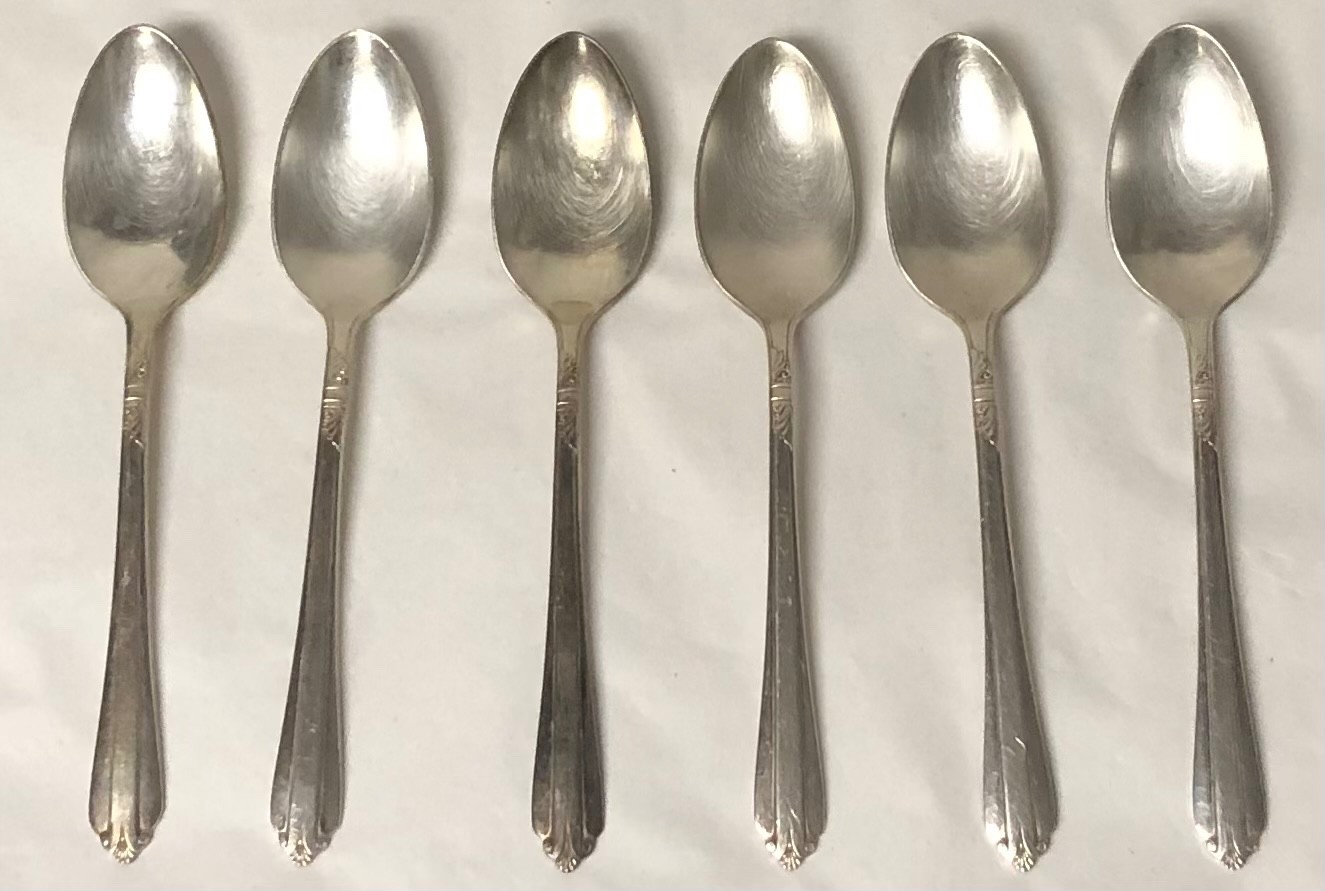 WM ROGERS STARLIGHT CLARIDGE SILVER PLATE INTERNATIONAL SILVER TEA SPOON LOT 6