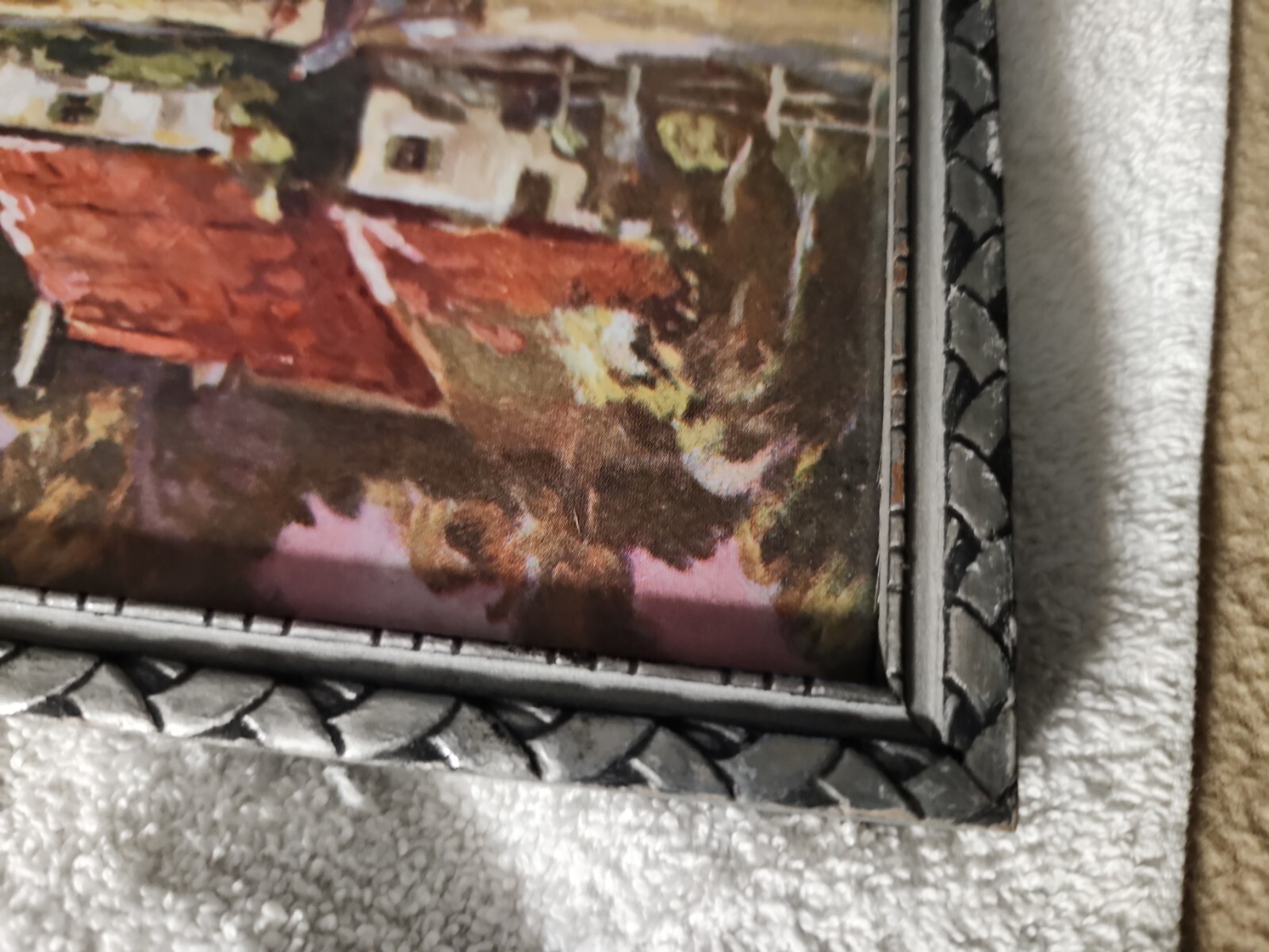 Antique Mirror&Picture Wood Framed Silver Wall Hanging 6×12″ Double Sided Vtg
