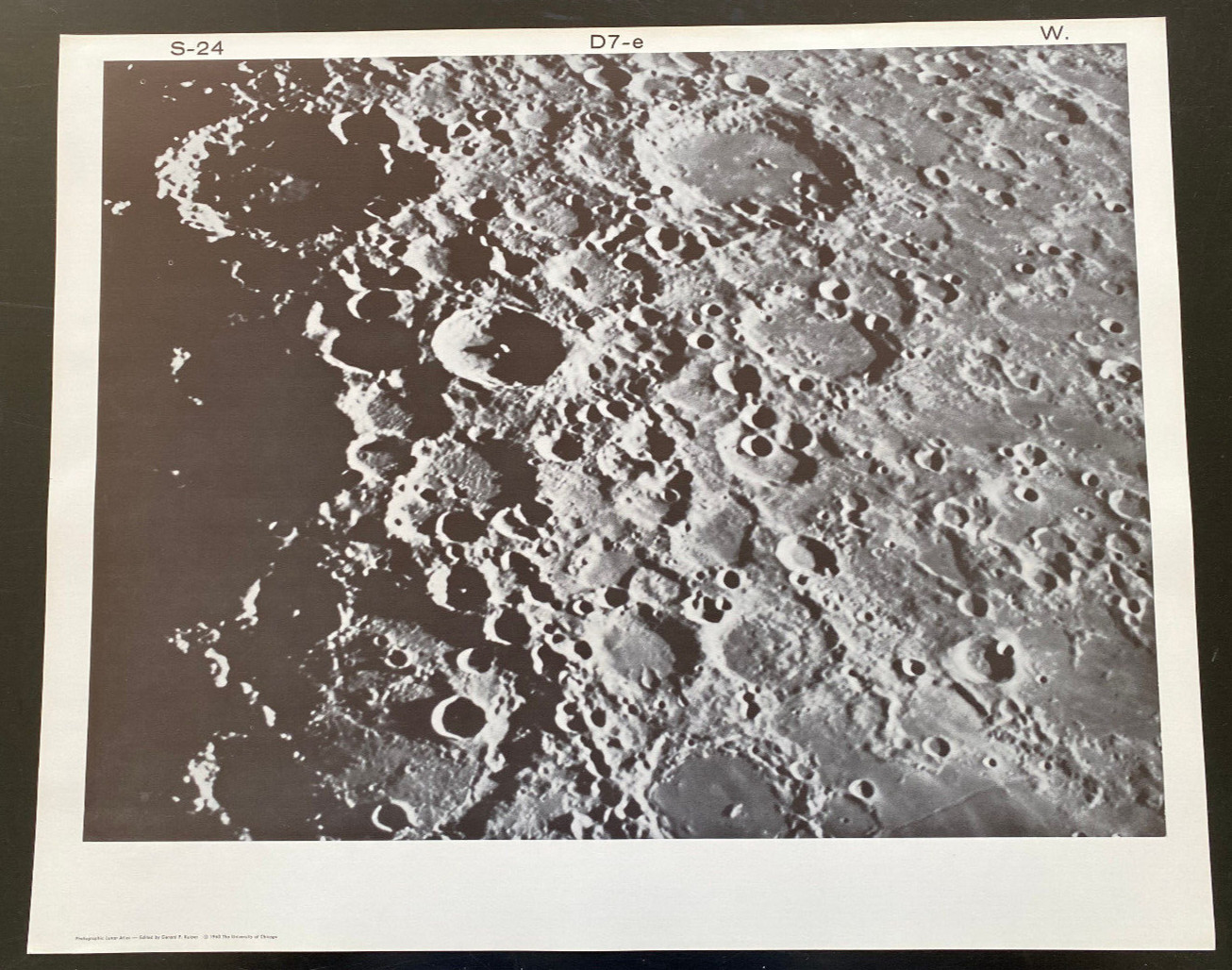 Plate No. D7-e From 1960 Photographic Lunar Atlas Moon G P Kuiper Large 17″x21″