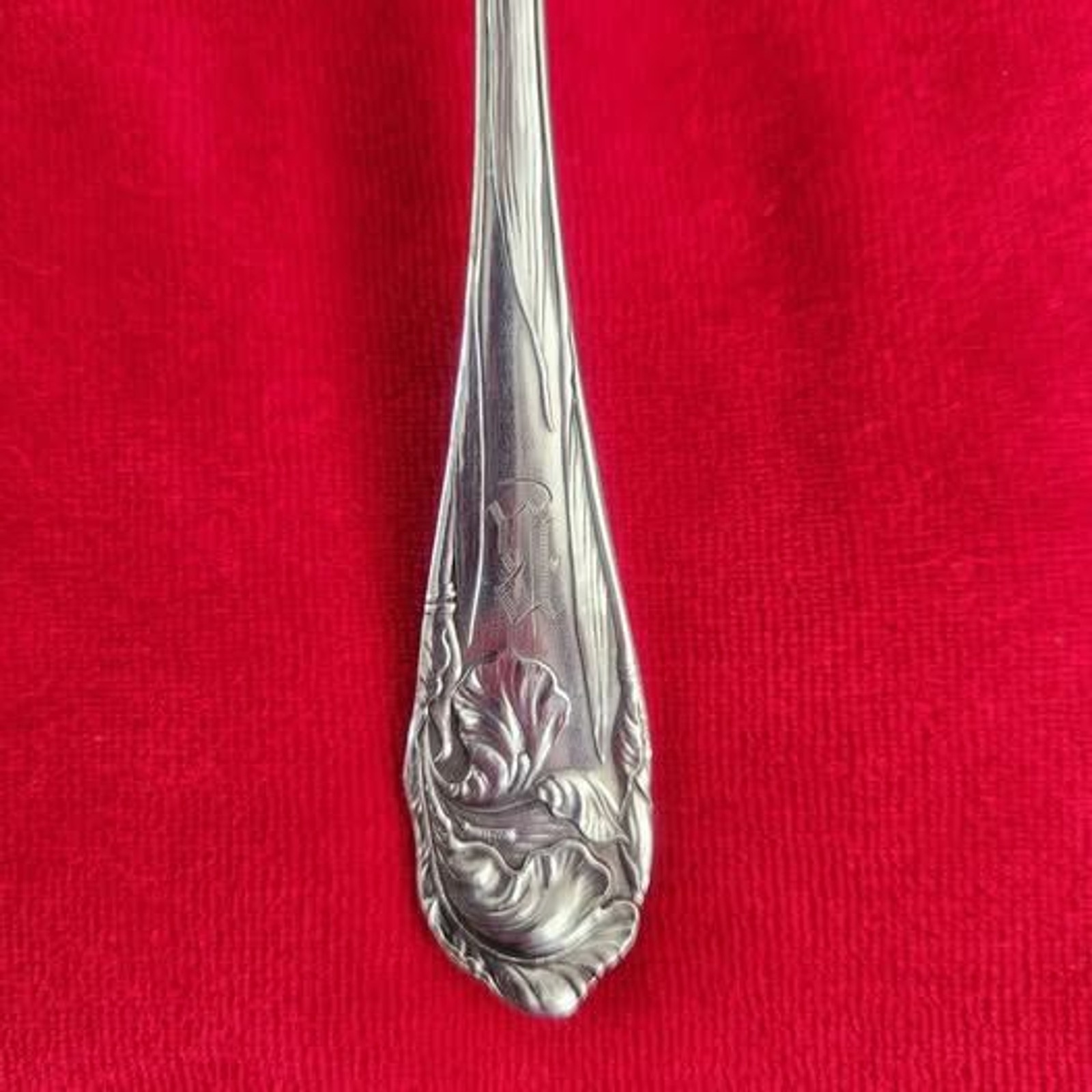 Antique Community Silver Triple Plus Meat Fork “Flower De Luce”
