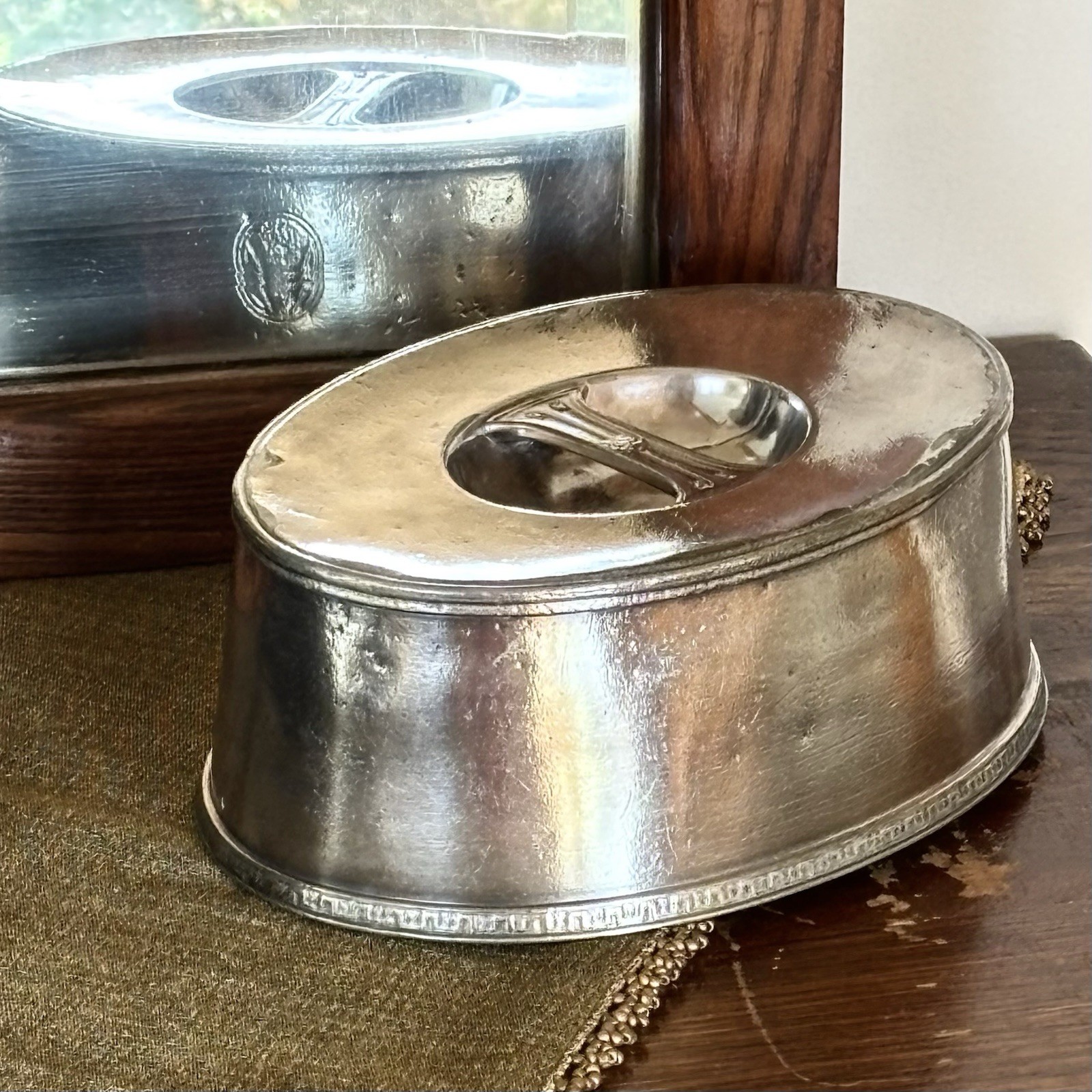 VTG Silver Plate Platter Lid Cover “Buffalo Athletic Club” Dome Cover