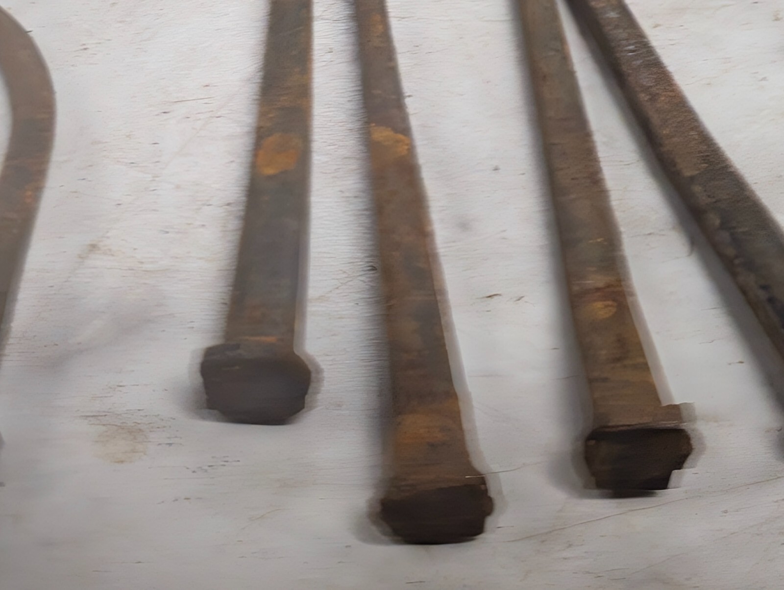 Lot QTY 5 Antique ~3″ long square cut nails Steel Iron Blacksmith DIY Metal Art