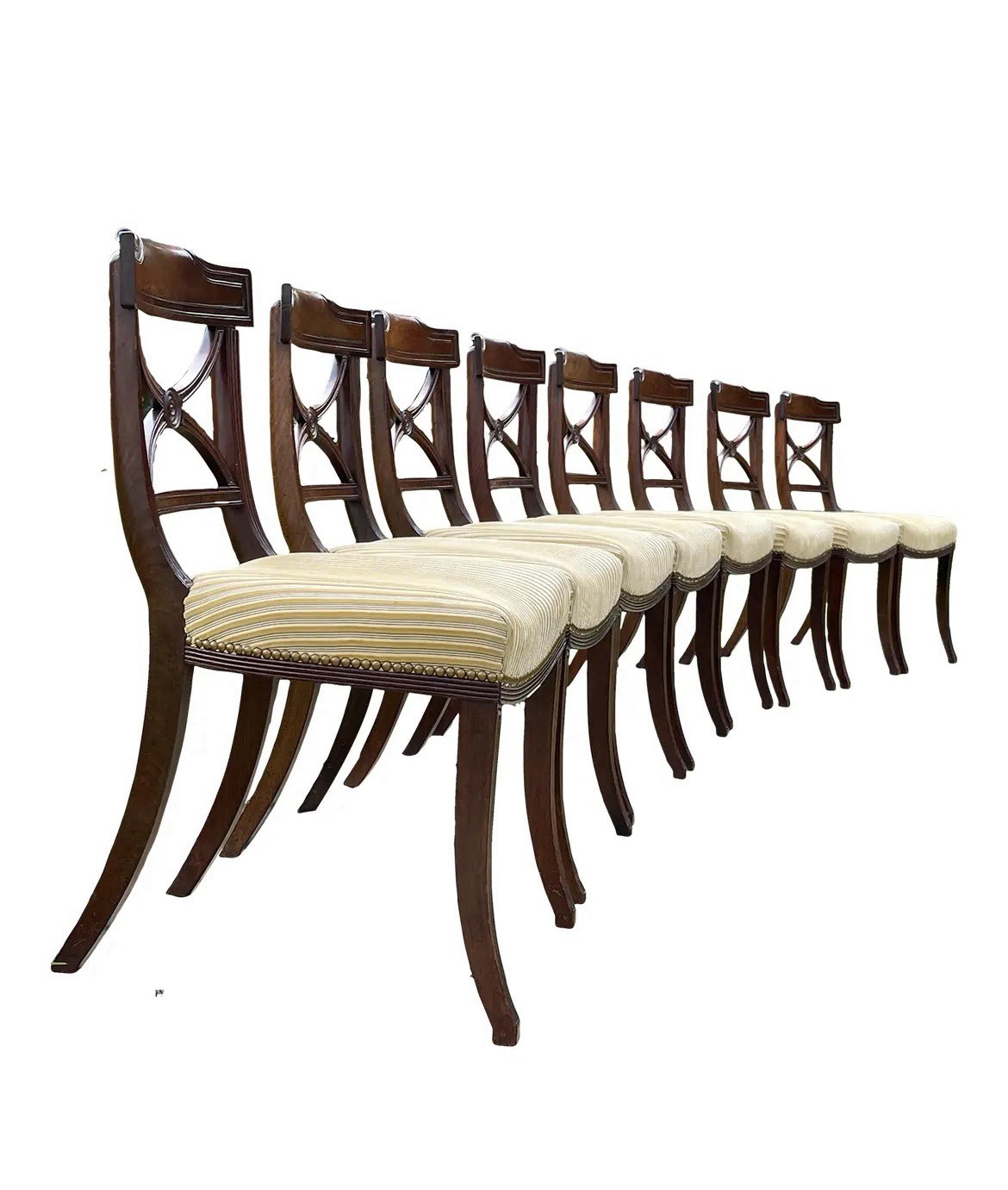 Set of 8 Authentic English Regency X-Back Dining Chairs | Circa 1810–1820
