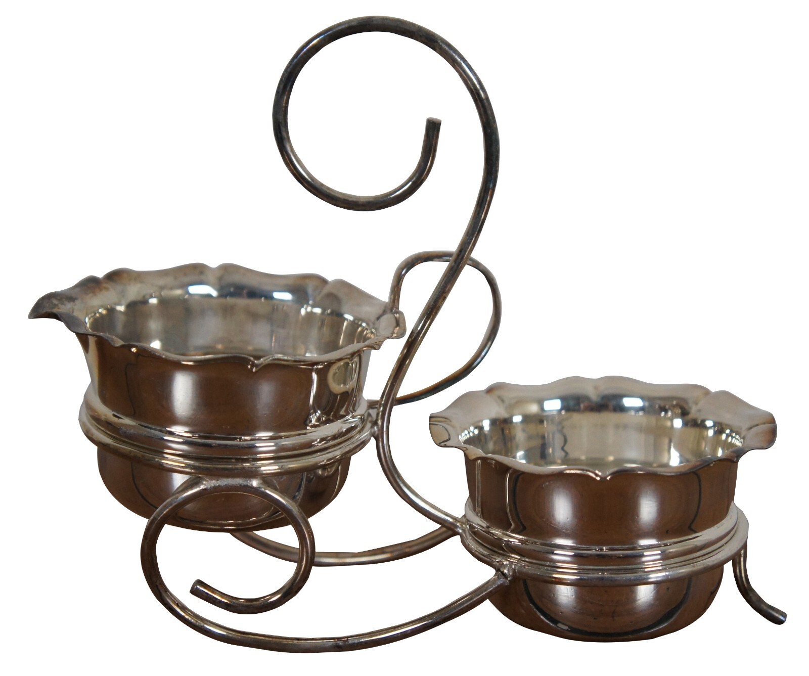 Vintage English Yeoman Silver Plate Tea Coffee Cream & Sugar w Caddy Stand 7″