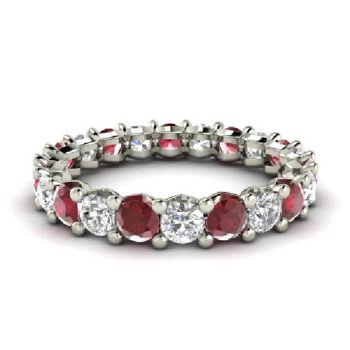 2.54 Ct Natural Ruby Diamond Engagement Wedding Ring 14K White Gold Size 6