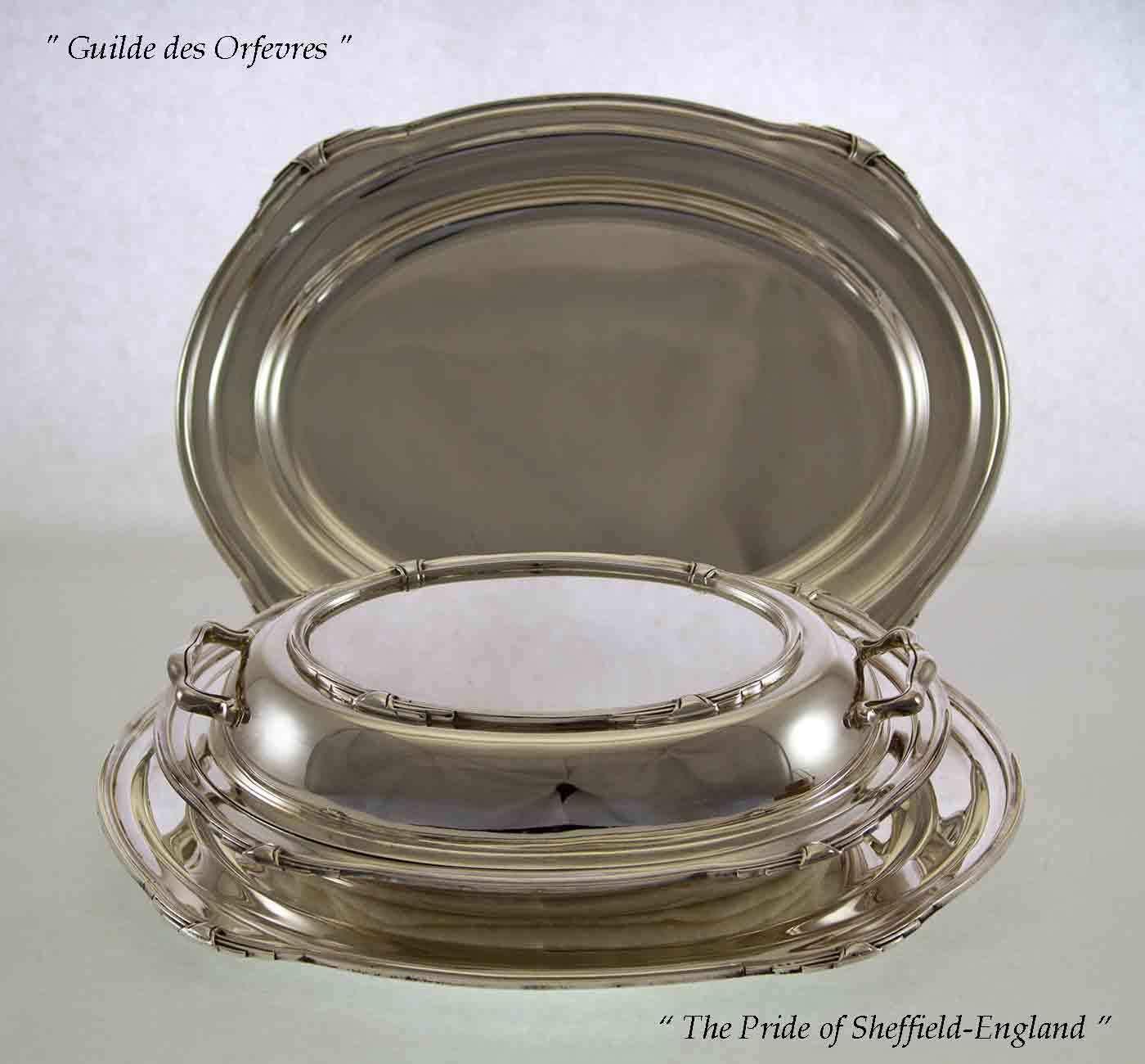 Silver Entree Dish & Cover with Platter 12 in. Jubilee, Patented Applied Border