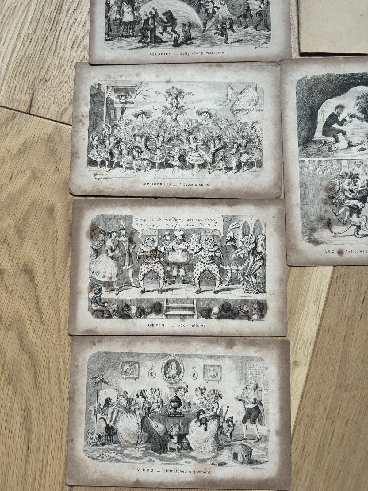 Original Victorian Cards by George Cruikshank The Twelve Signs of the Zodiac
