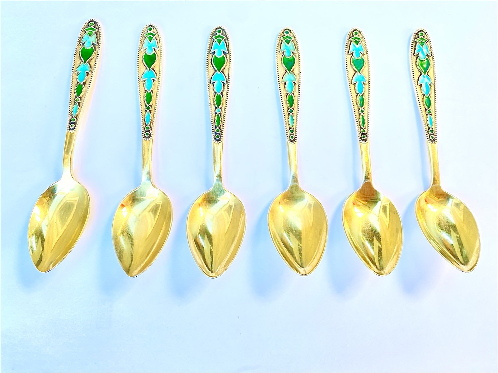 Vintage silver and gold-plated enamel teaspoons 2Lyu⭐️875 fineness 91 grams USSR