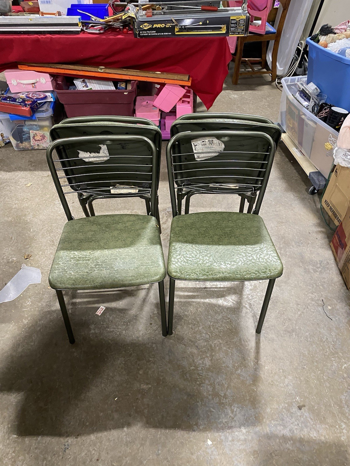 Cosco Vintage 1950s Gate Leg Folding Chairs Set of 4 Rare Green Mid Century