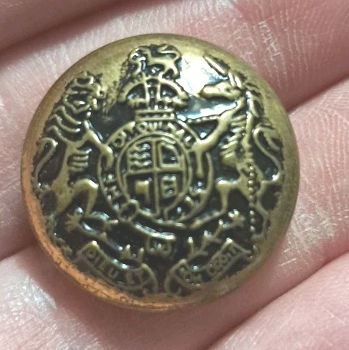 Royal Coat of Arms of the United Kingdom Button British WW1 Lion Unicorn Antique