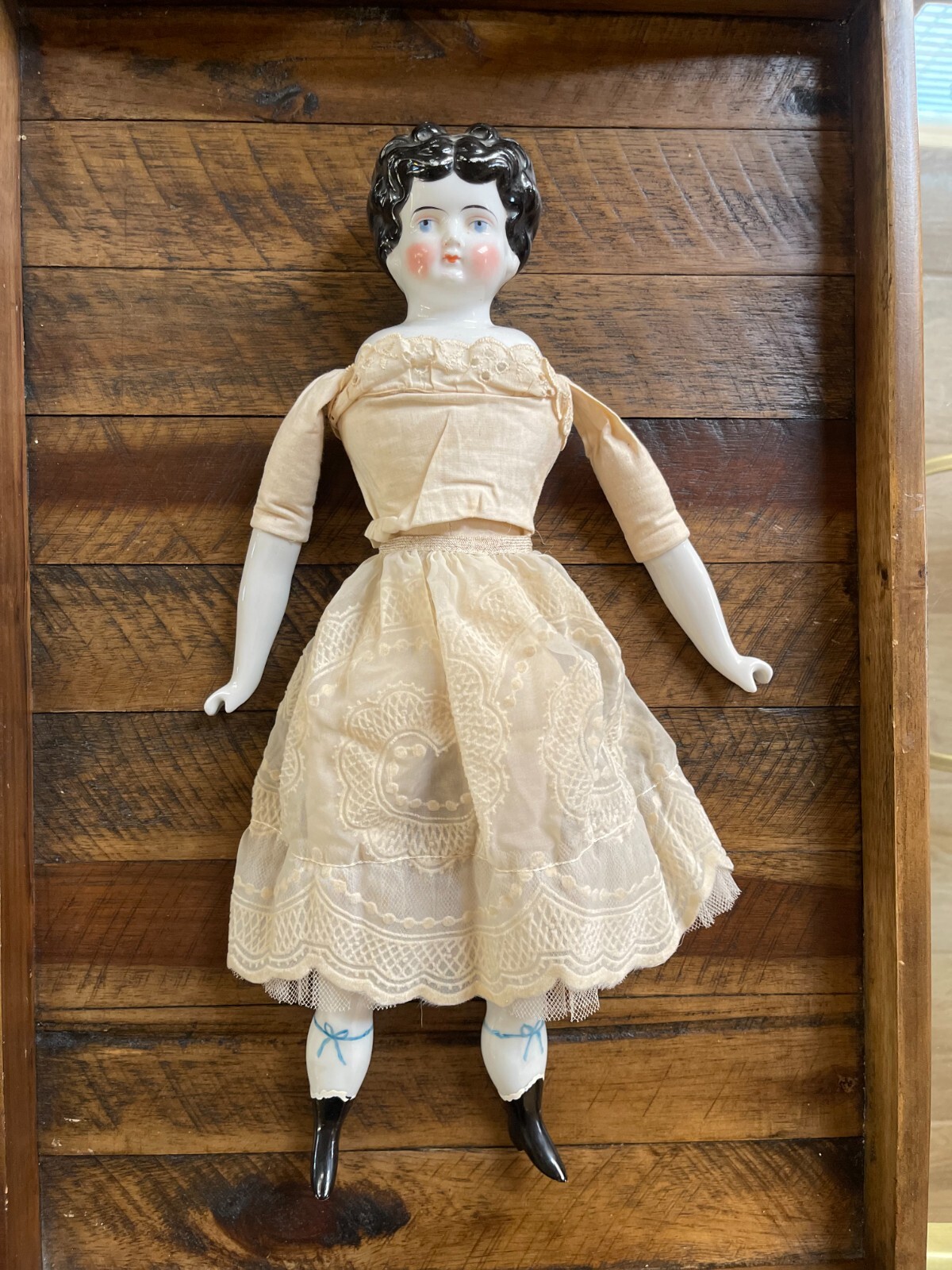 Hertwig doll 16″, lot #3, about 160 yrs old. Original dress!! Perfect condition!