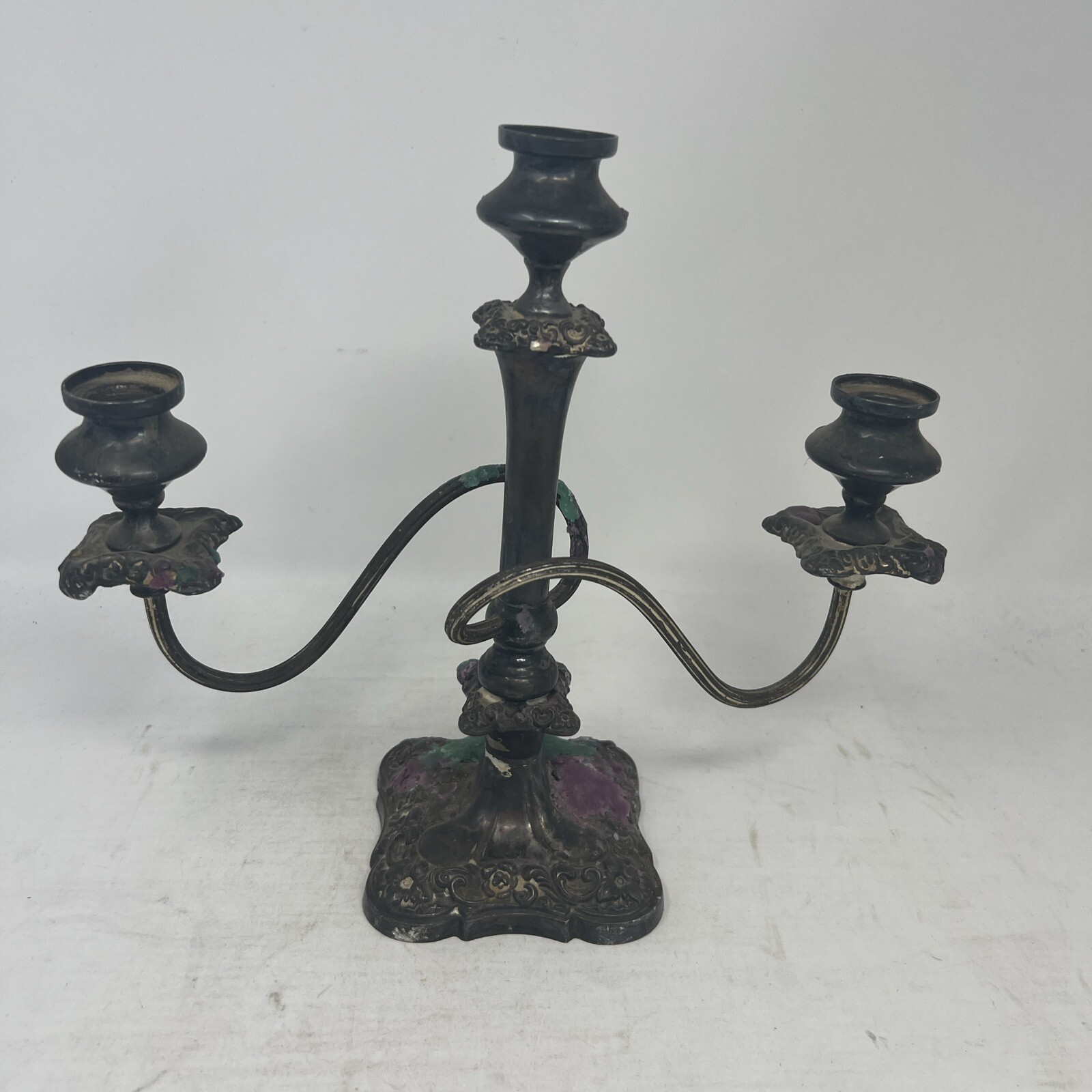 Antique Art Nouveau Van Bergh Silver Plate Co Candle Stick Candelabra Ornate