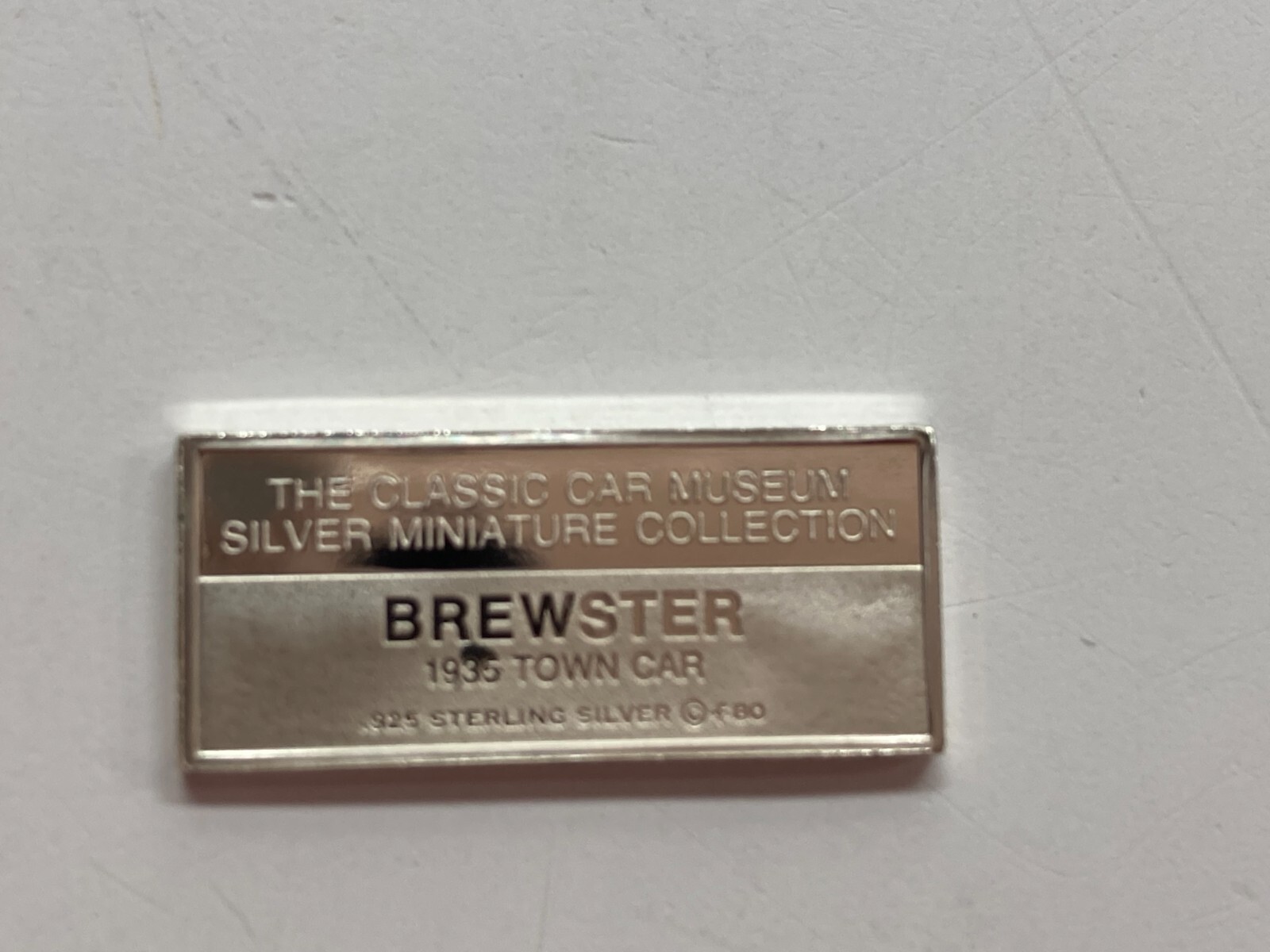 1980 Franklin Mint Official Classic Car Collection Silver Ingot Brewster Town Ca