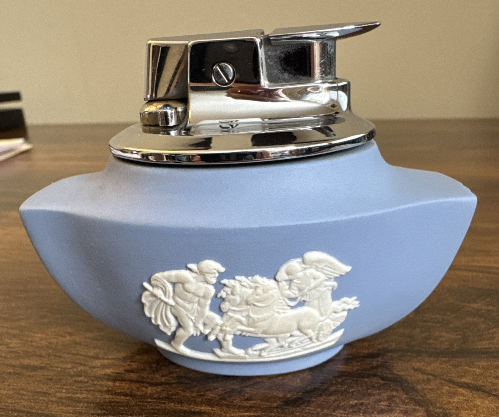 Vintage Wedgwood Jasperware Ronson Table Lighter Ulysses Jasperware Baby Blue