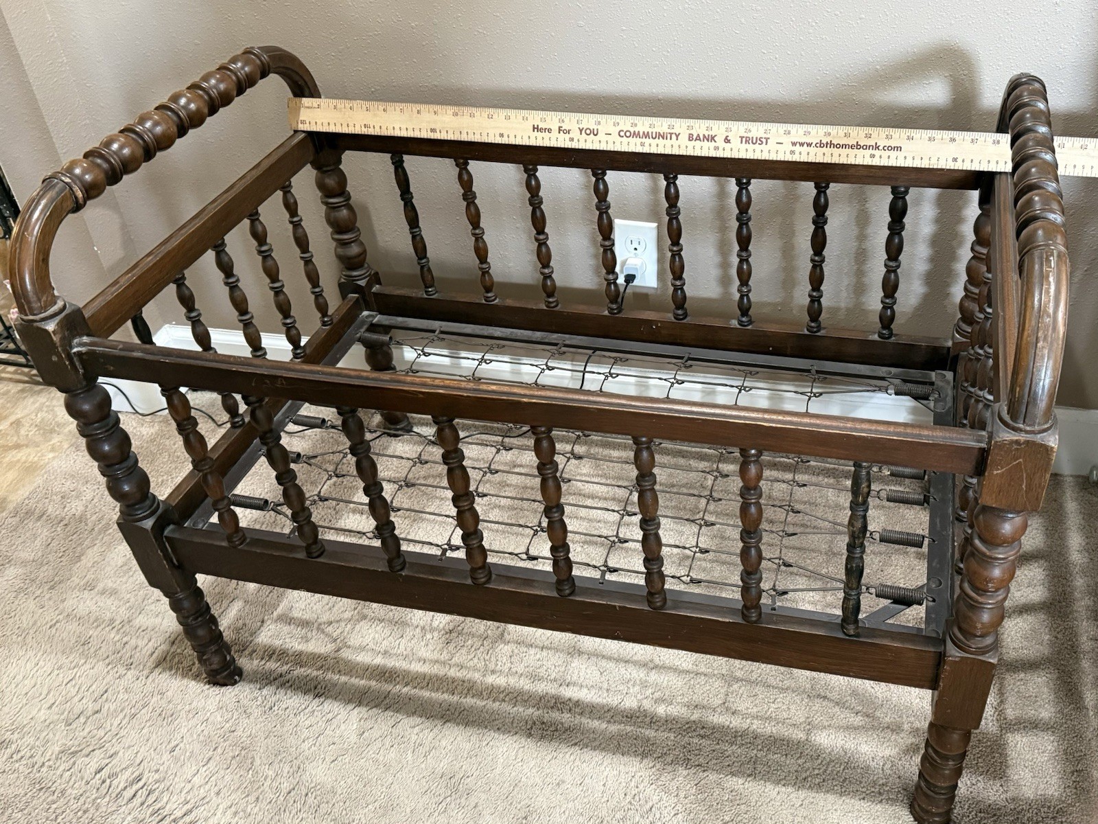 Spooled Mahogany Jenny Lind 19th Century Antique Crib Over 125 Years Old