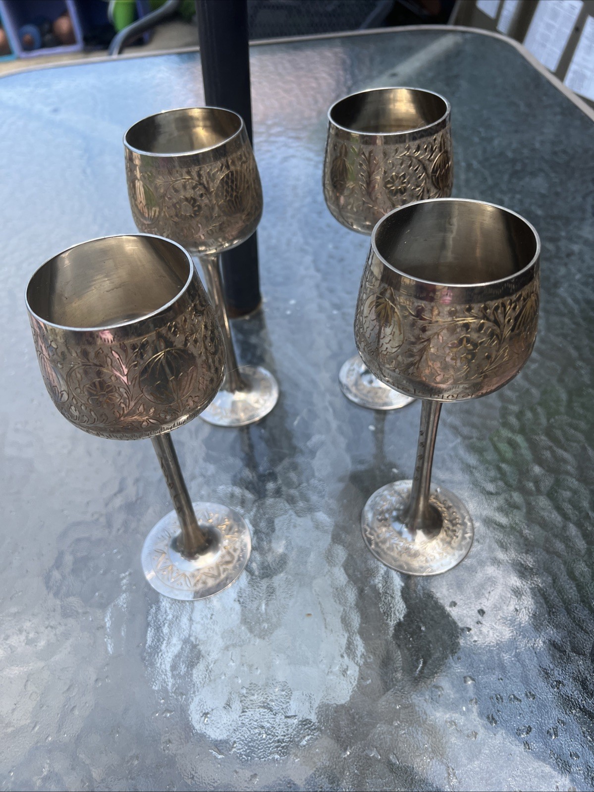 Silver plated Heavy Etached Goblets By ZY India , Set Of 4