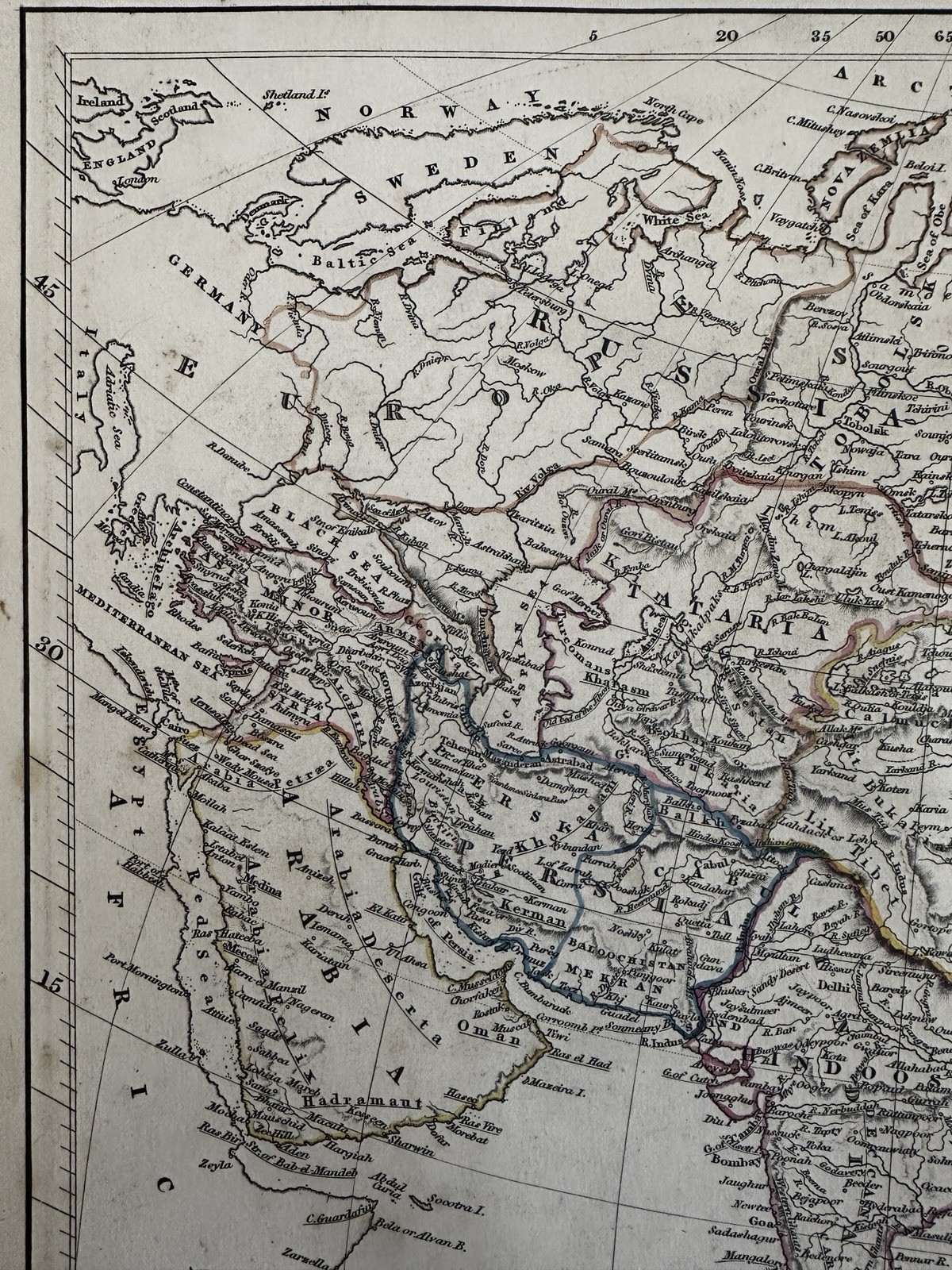 Asia Arabia India China Persia 1828 S. Arrowsmith engraved hand colored map
