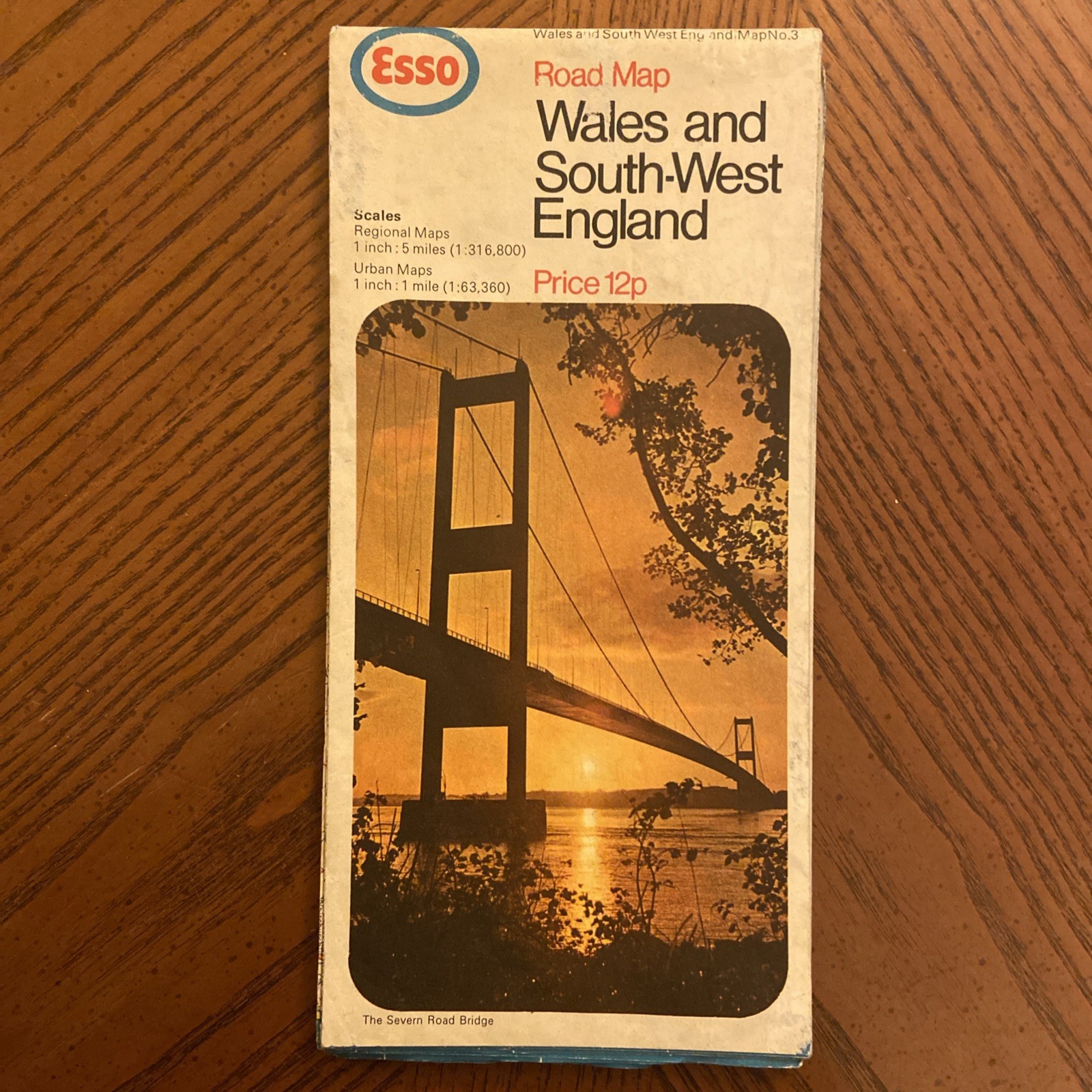 Esso Road Map Wales And South West England. Approx 1971. Vintage. Used.