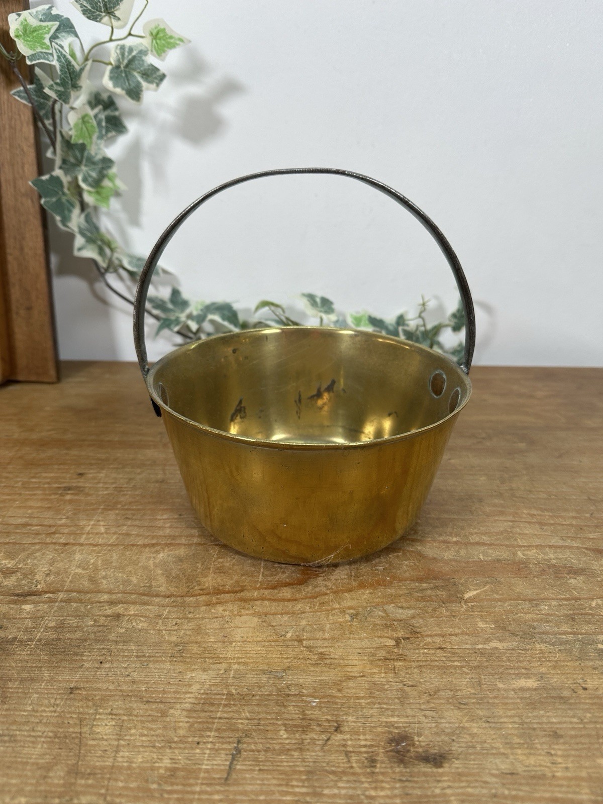 Antique 19th Century Brass Jam/Jelly Pan – Cast Metal Handle Width 17cm