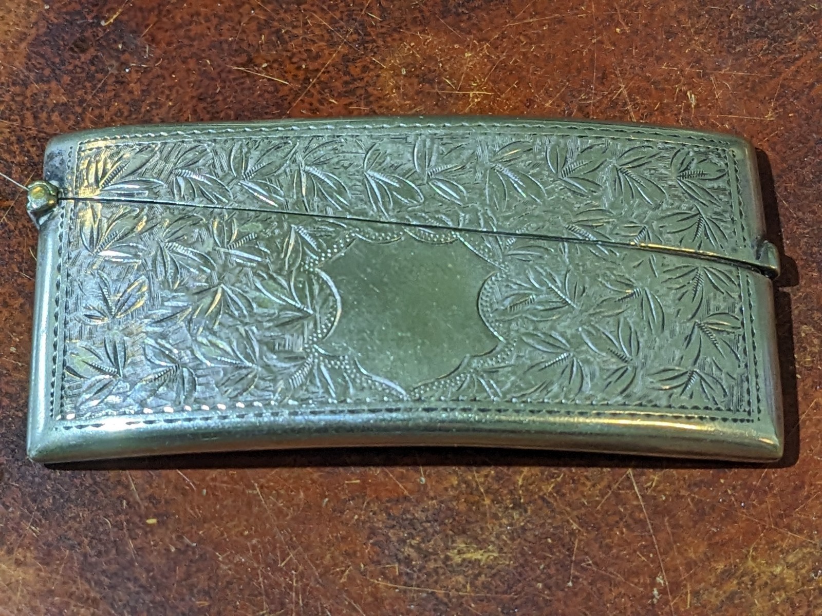 Antique EPNS Card Holder S&Co Birmingham Engraved Silverplate c1900 (B-1)