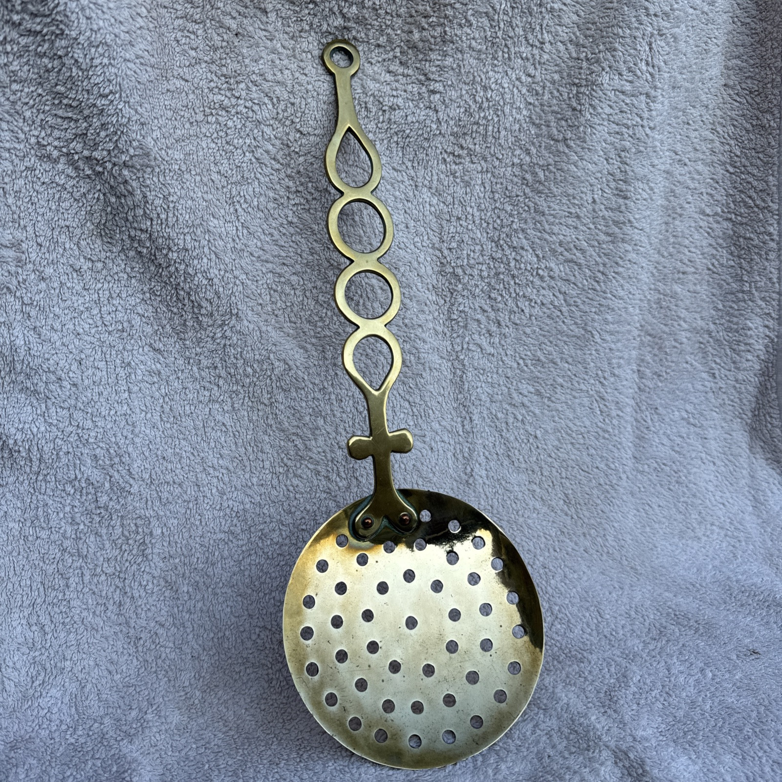 Vintage Chestnut Roaster. Fireside Tool. Strainer. Brass 39cm Long