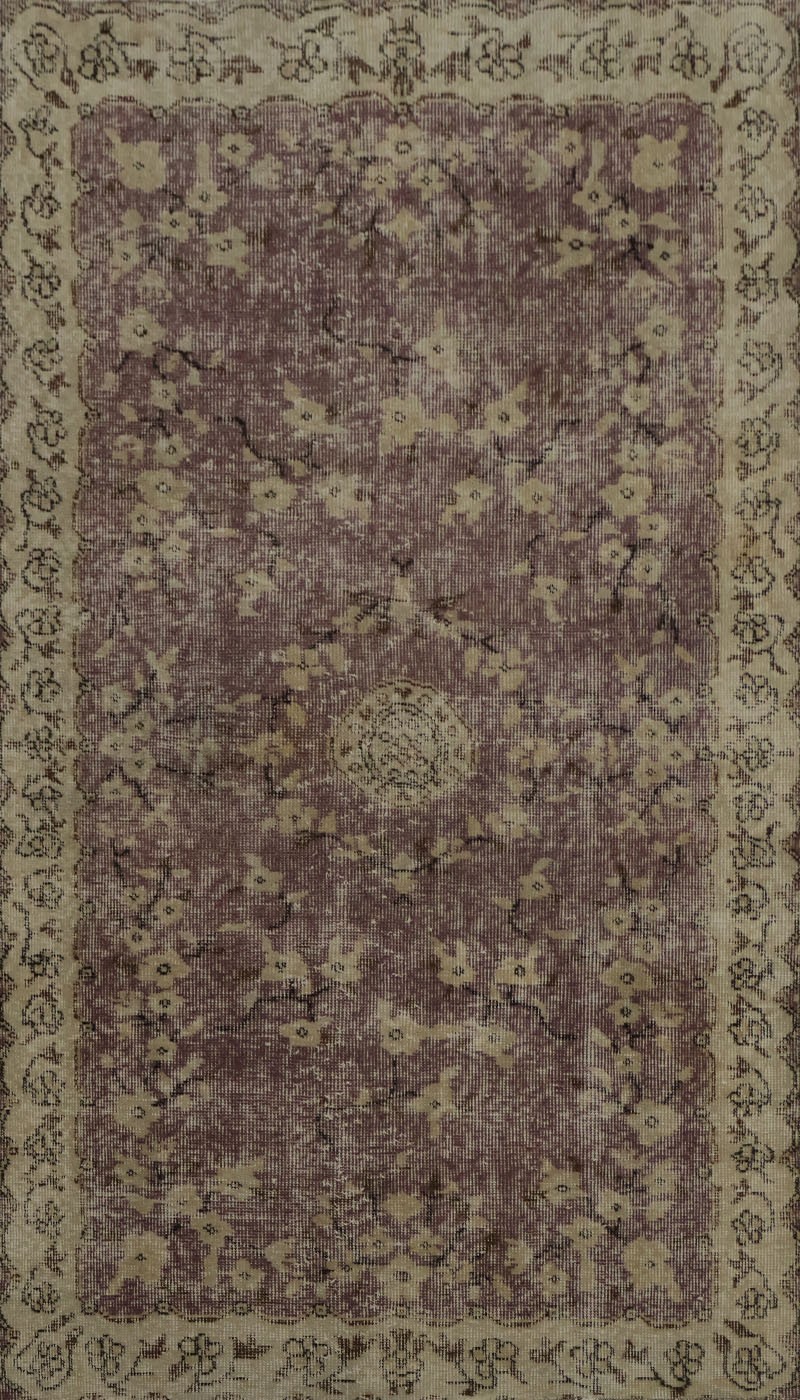 Antique-Style Distressed Turkish Rug 3×6